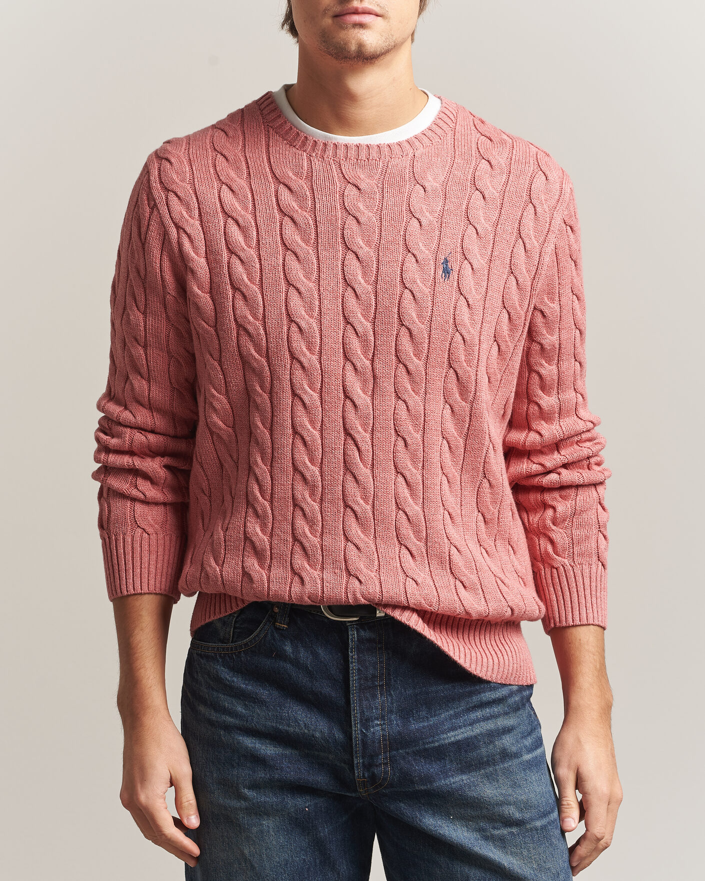 Herre | Trøjer | Polo Ralph Lauren | Cotton Cable Pullover Faded Cranberry Heather
