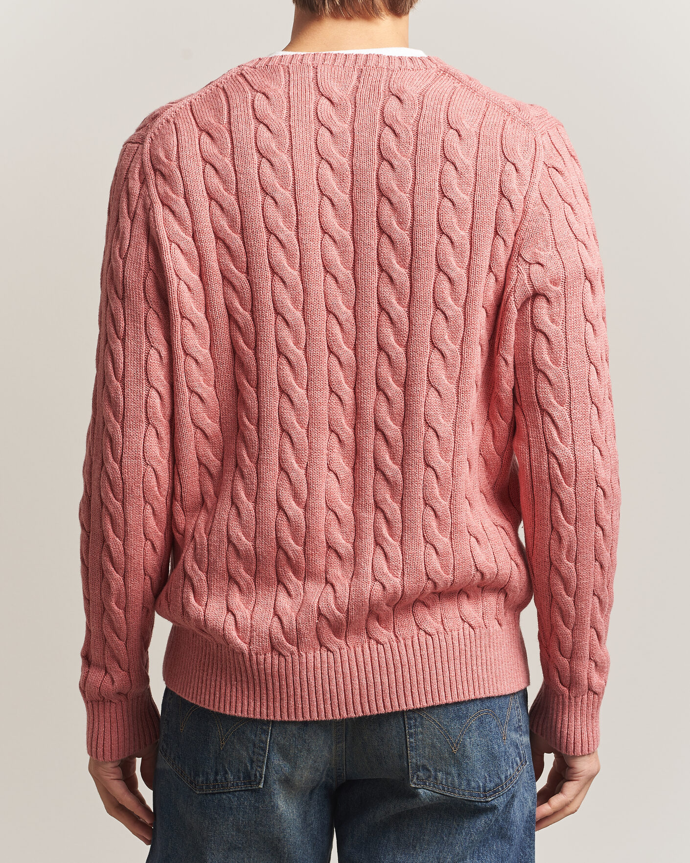 Herre | Trøjer | Polo Ralph Lauren | Cotton Cable Pullover Faded Cranberry Heather