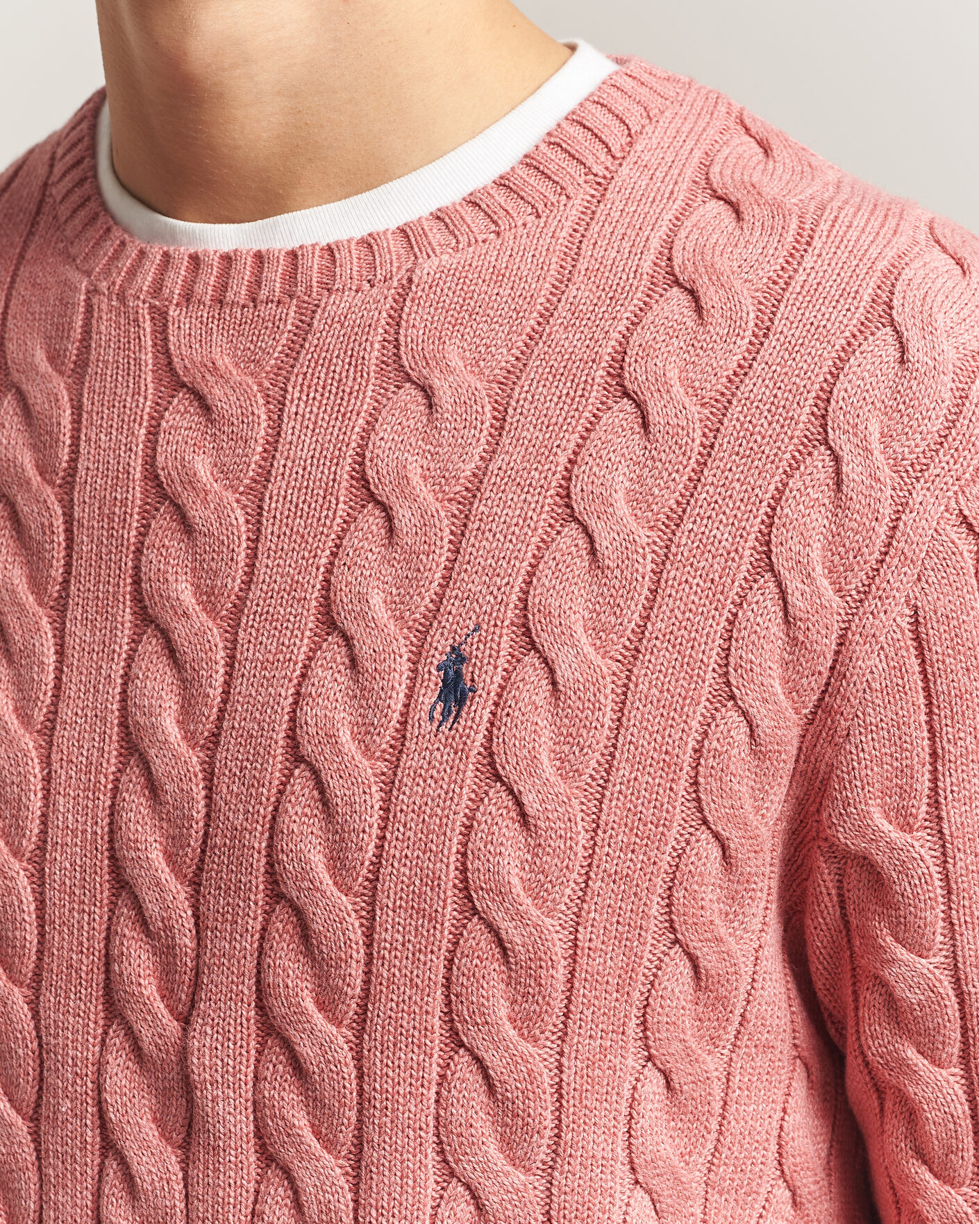 Herre | Trøjer | Polo Ralph Lauren | Cotton Cable Pullover Faded Cranberry Heather