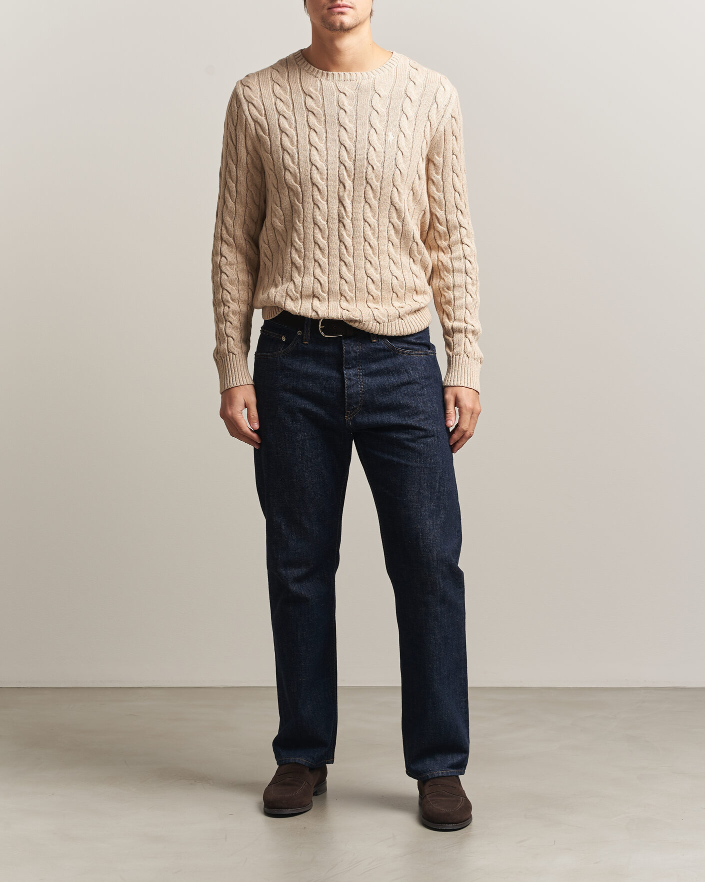 Herre | Trøjer | Polo Ralph Lauren | Cotton Cable Pullover Jicama Brown Heather