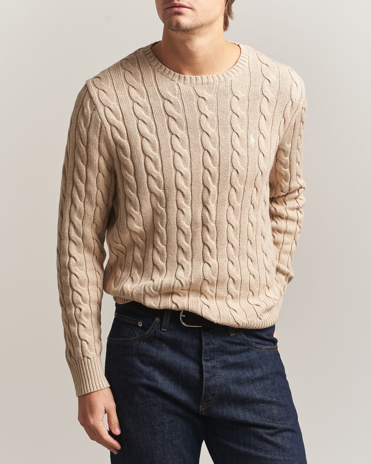 Herre | Trøjer | Polo Ralph Lauren | Cotton Cable Pullover Jicama Brown Heather