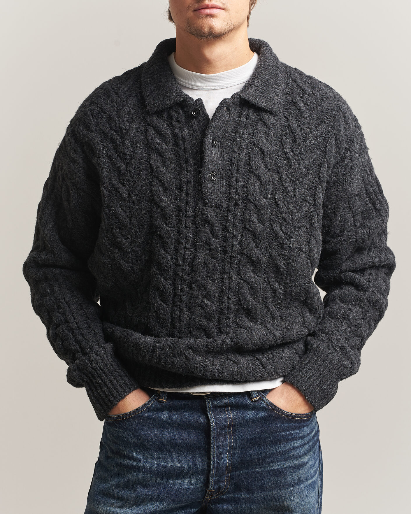 Herre | Trøjer | Polo Ralph Lauren | Wool Blend Aran Sweater Hawks Eye Heather