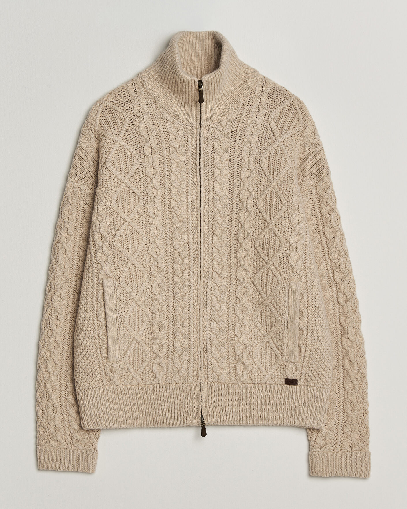 Herre | Trøjer | Polo Ralph Lauren | Wool/Alpaca Aran Full-Zip Jicama Brown Heather