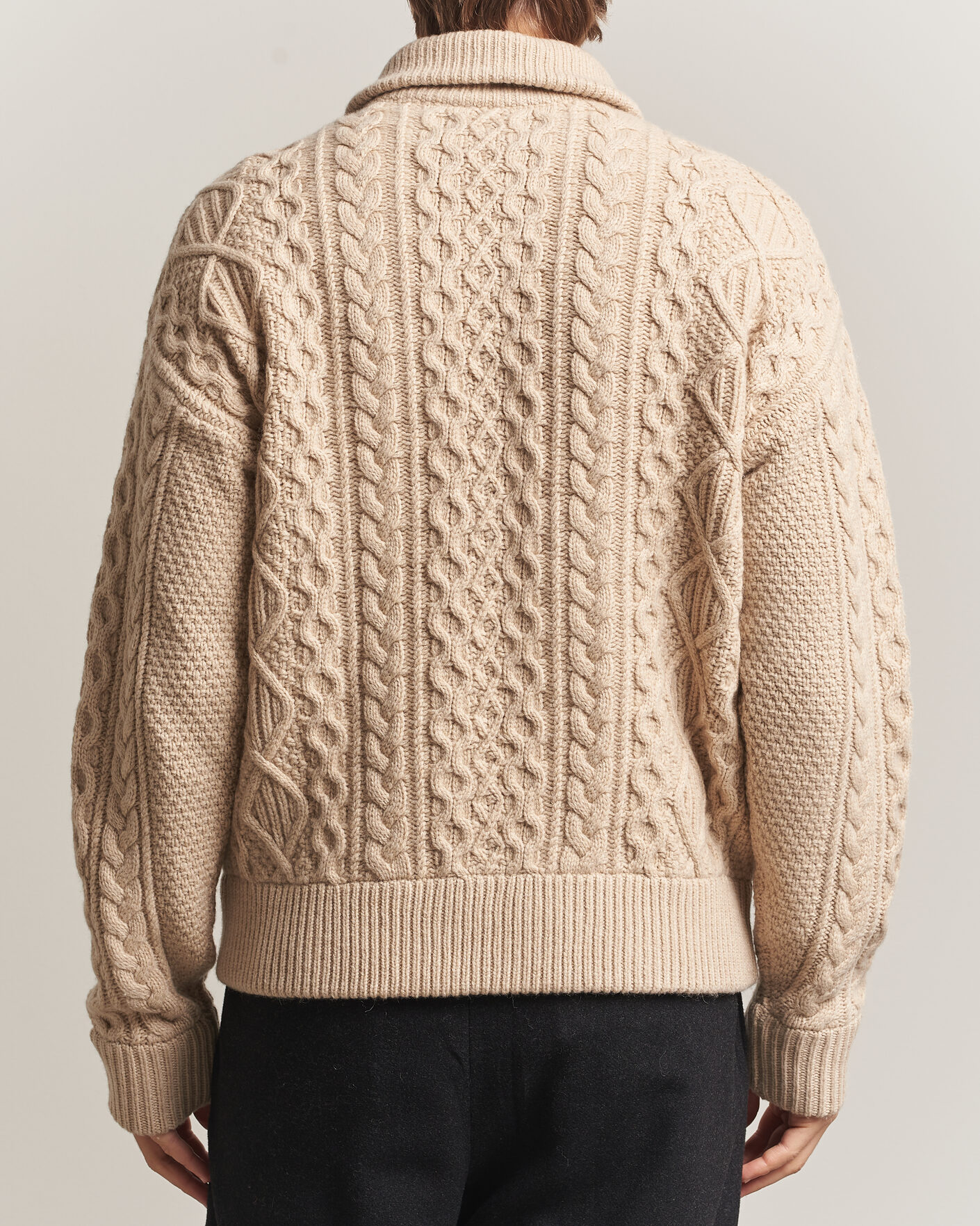 Herre | Trøjer | Polo Ralph Lauren | Wool/Alpaca Aran Full-Zip Jicama Brown Heather