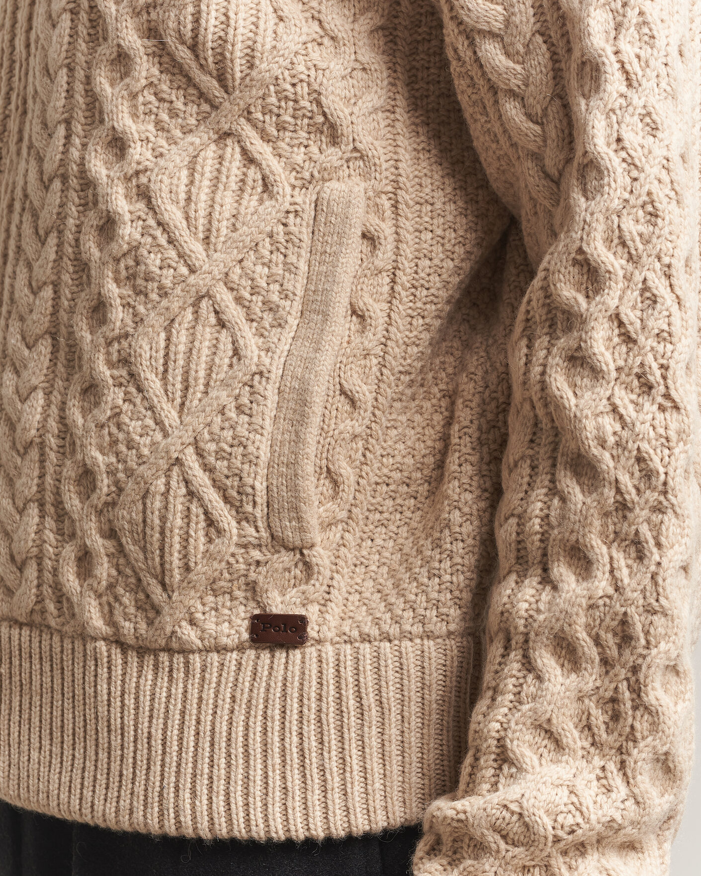 Herre | Trøjer | Polo Ralph Lauren | Wool/Alpaca Aran Full-Zip Jicama Brown Heather