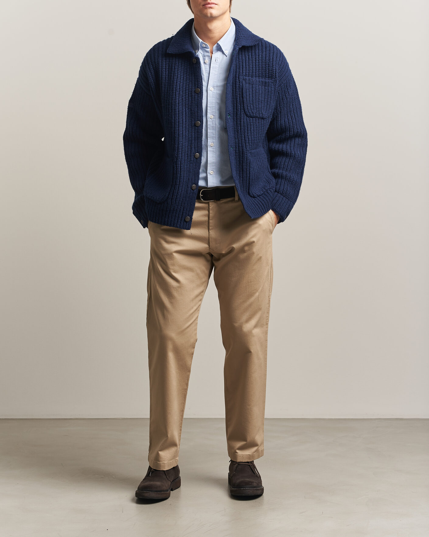 Herre | Trøjer | Polo Ralph Lauren | Wool Blend Button Cardigan Blue Stonecrop