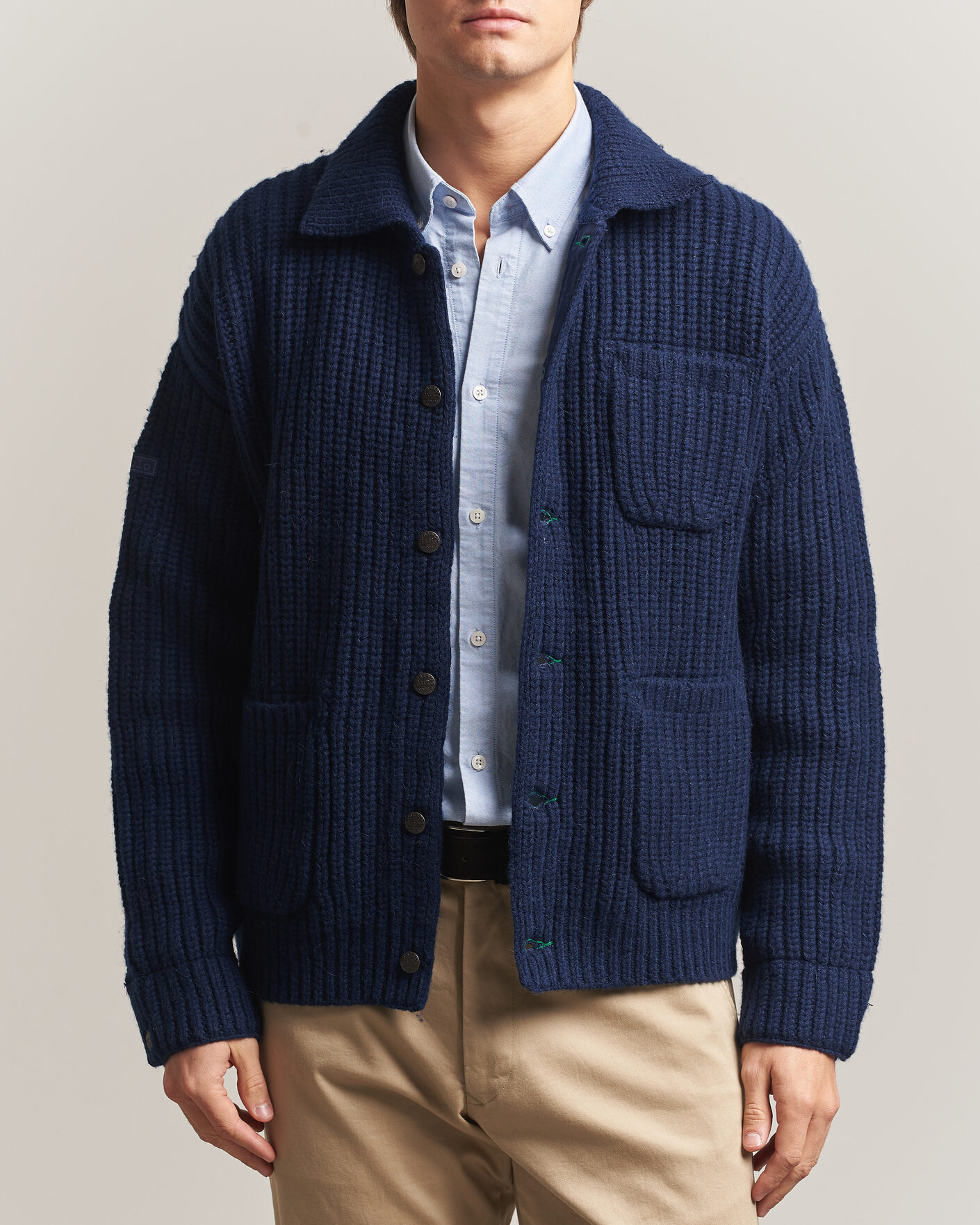 Herre | Trøjer | Polo Ralph Lauren | Wool Blend Button Cardigan Blue Stonecrop