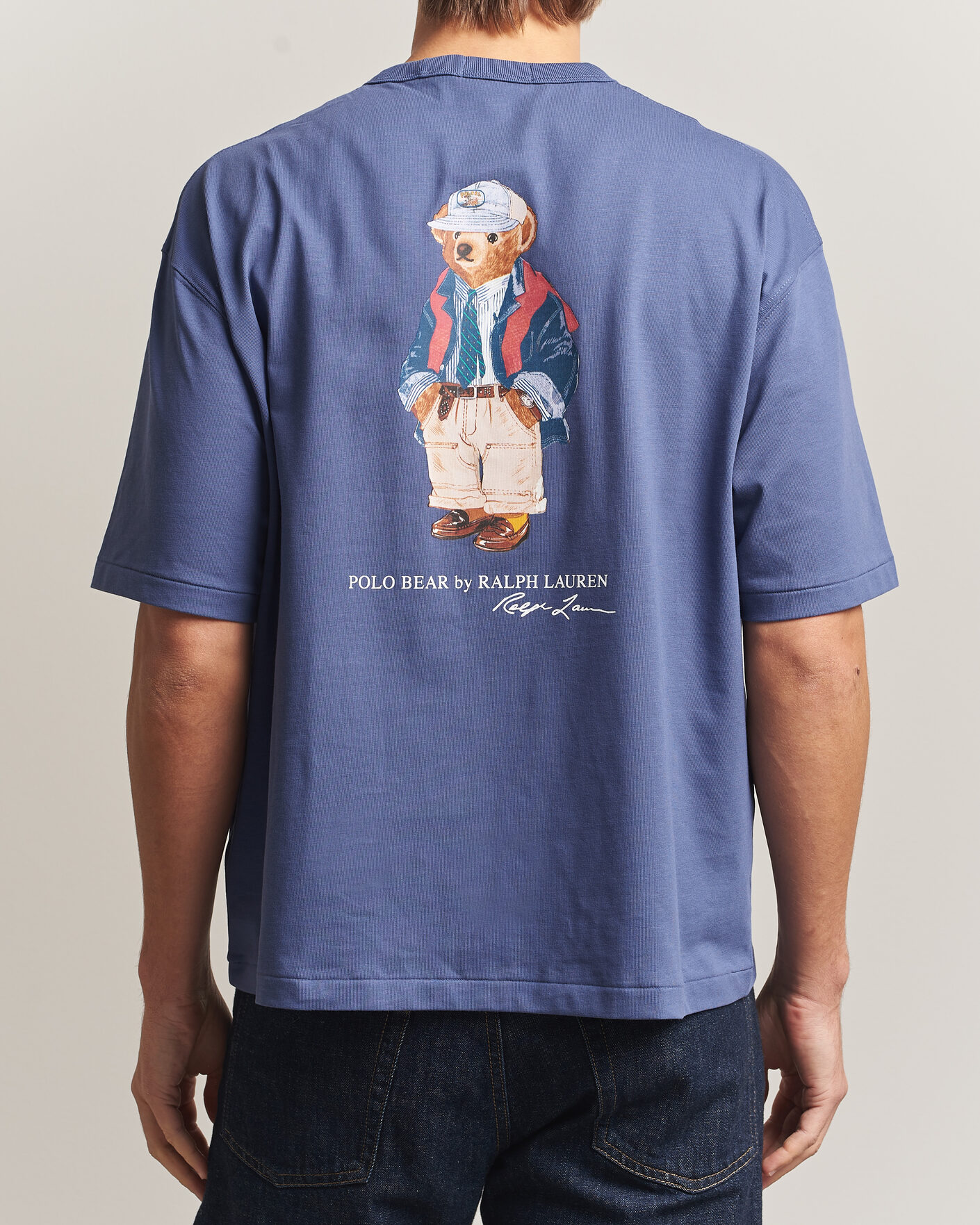 Herre | T-Shirts | Polo Ralph Lauren | Back Print Bear Pocket Tee Classic Blue