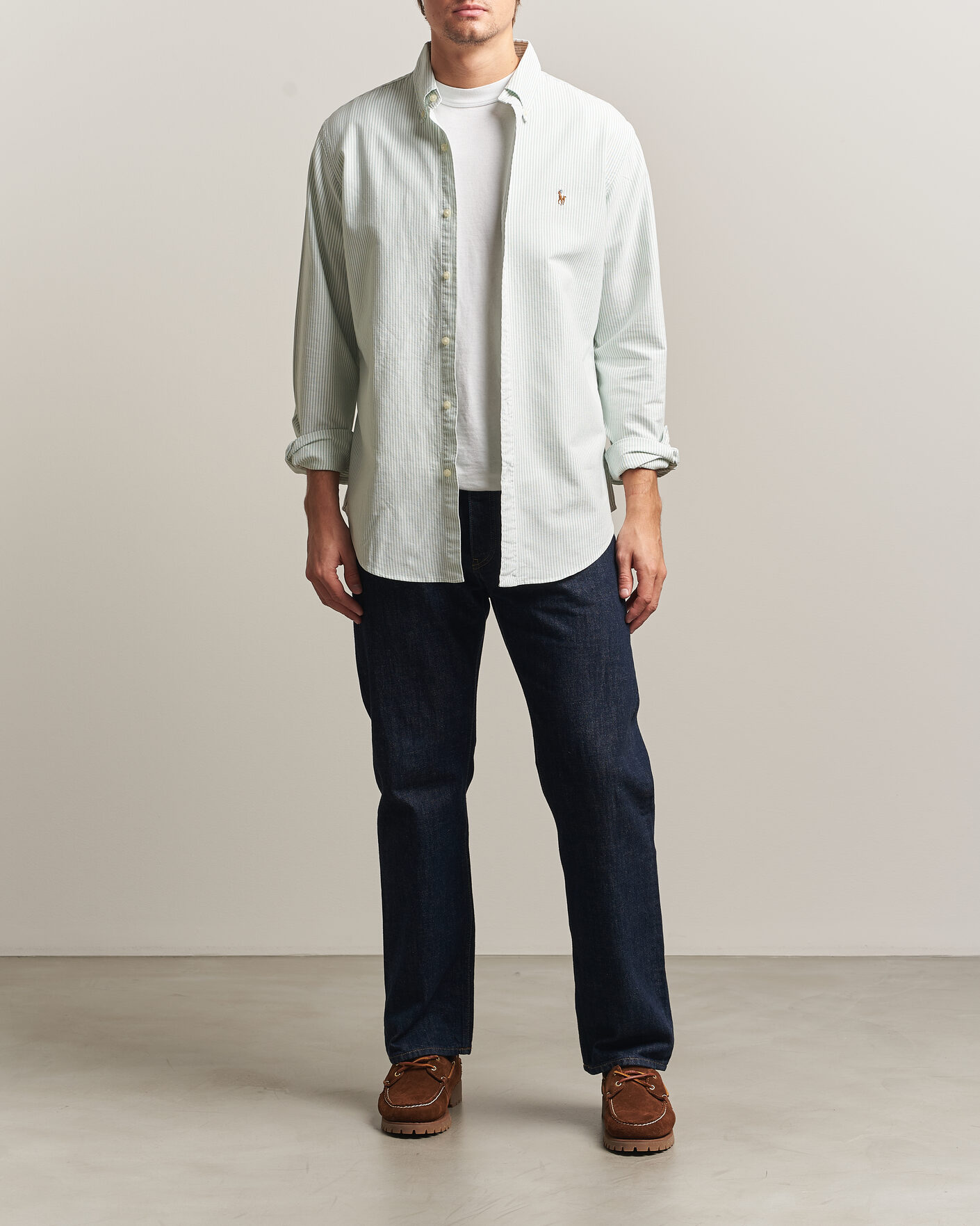 Herre | Skjorter | Polo Ralph Lauren | Custom Slim Fit Oxford Shirt Pistachio/White