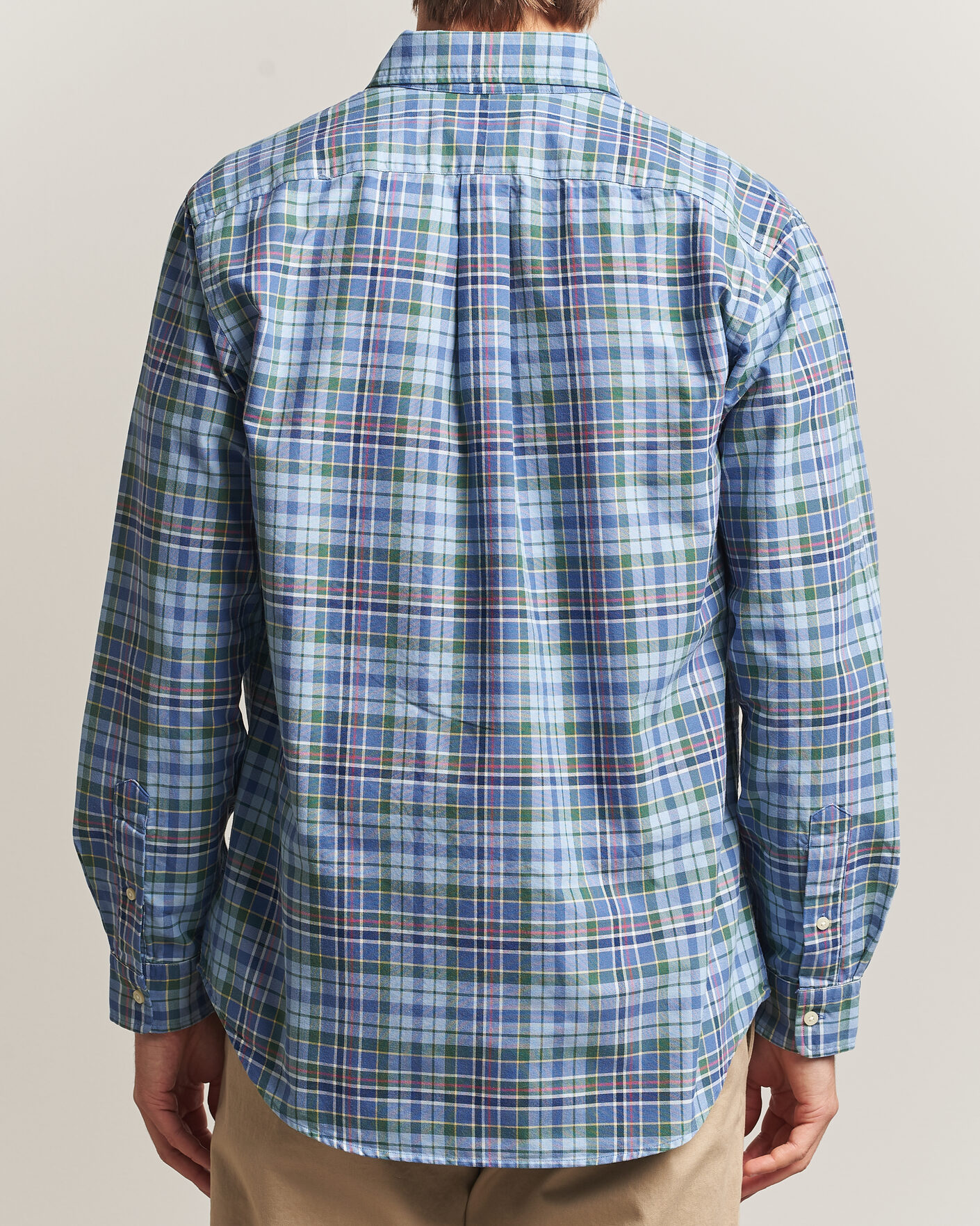 Herre | Skjorter | Polo Ralph Lauren | Custom Slim Fit Check Oxford Shirt Blue Dusty/Green