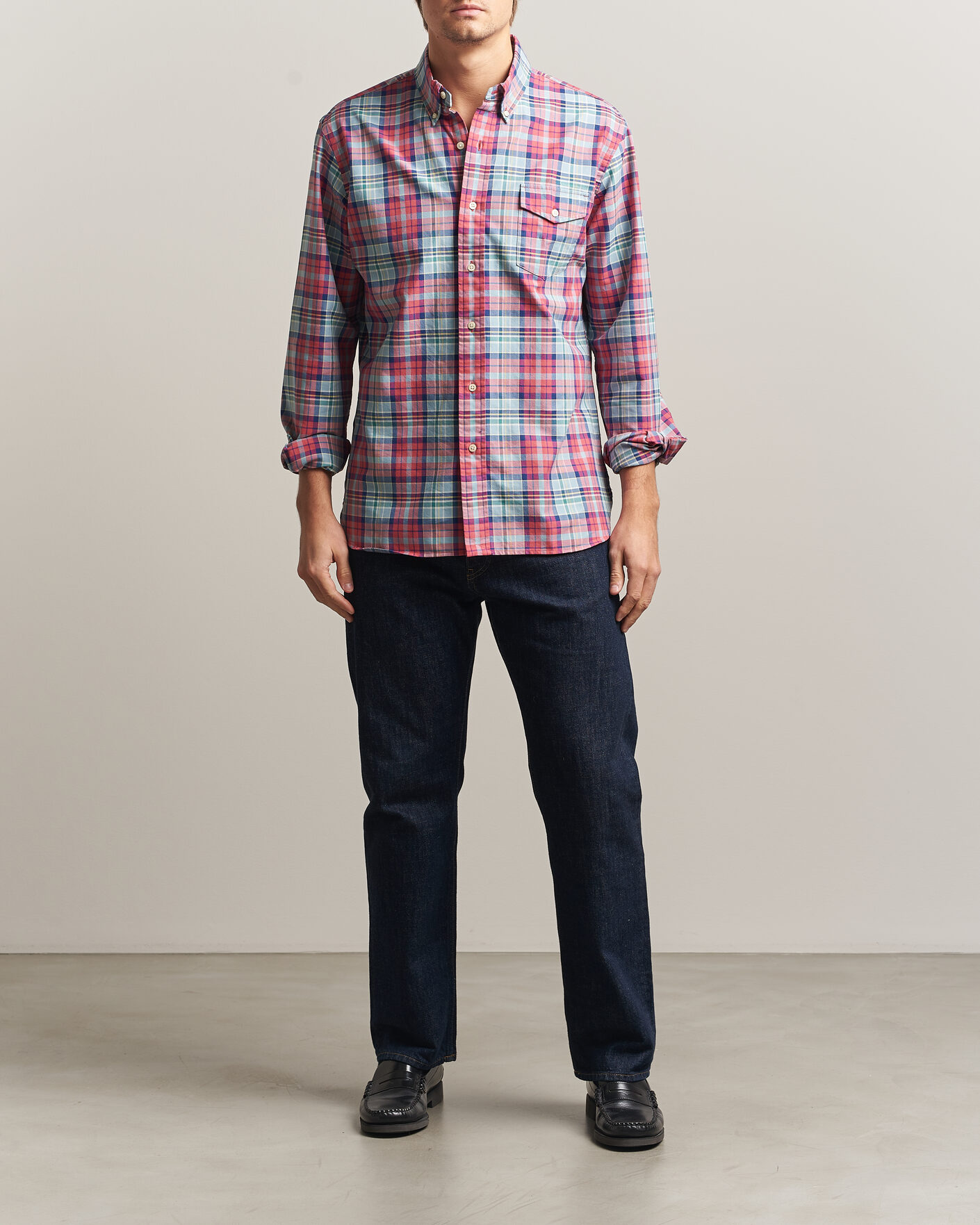 Herre | Skjorter | Polo Ralph Lauren | Classic Fit Checked Oxford Sport Shirt Red Dusty Blue