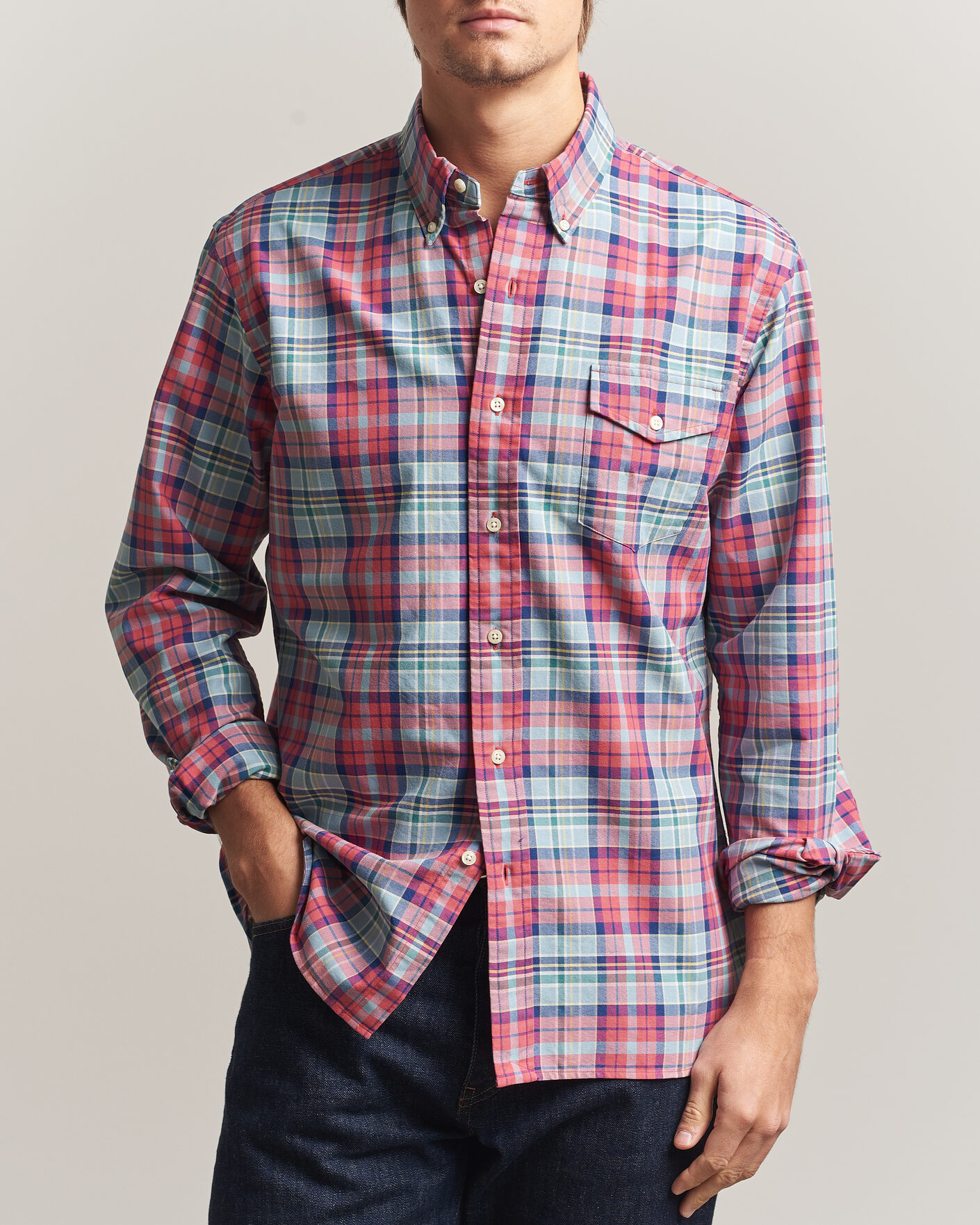 Herre | Skjorter | Polo Ralph Lauren | Classic Fit Checked Oxford Sport Shirt Red Dusty Blue
