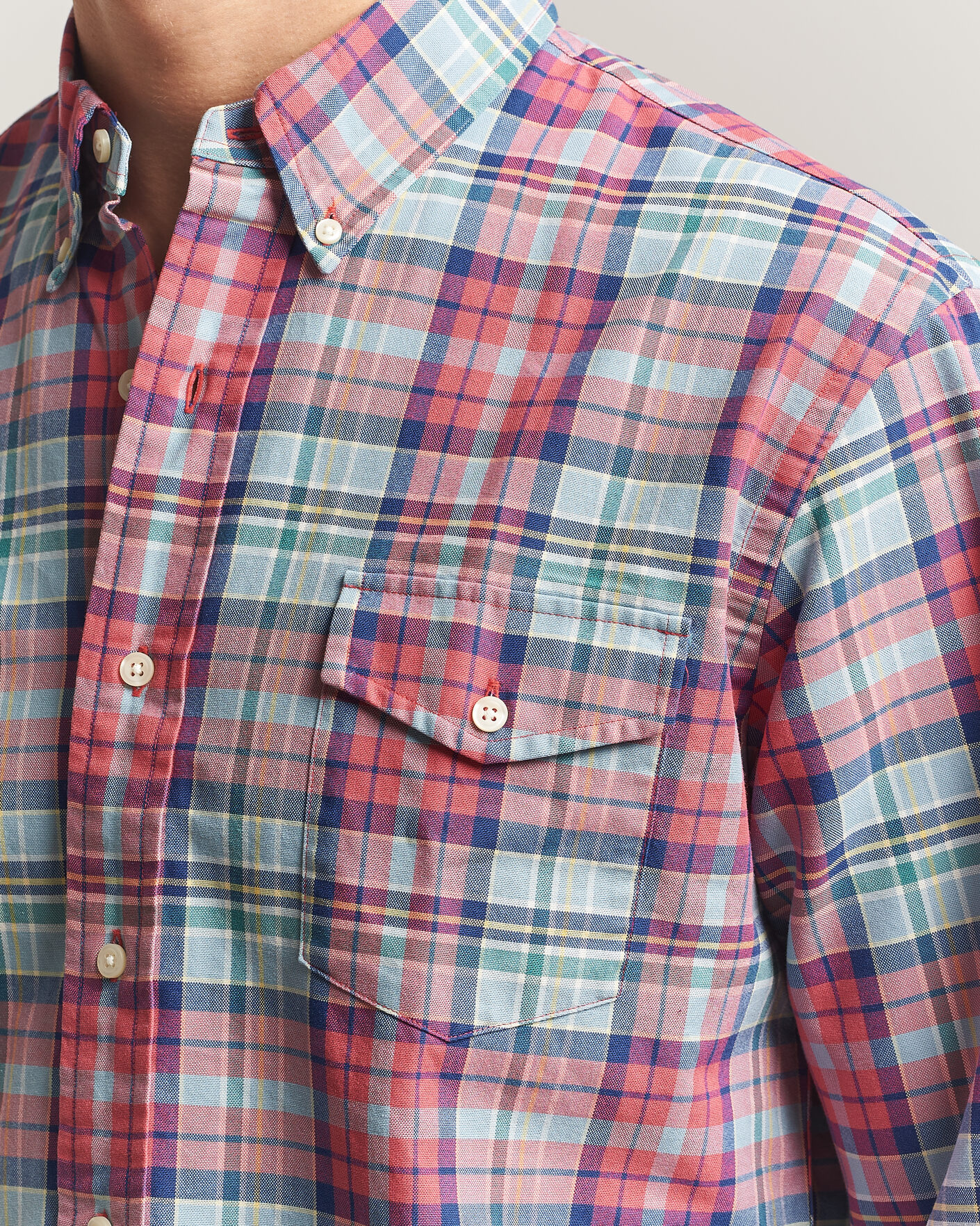Herre | Skjorter | Polo Ralph Lauren | Classic Fit Checked Oxford Sport Shirt Red Dusty Blue
