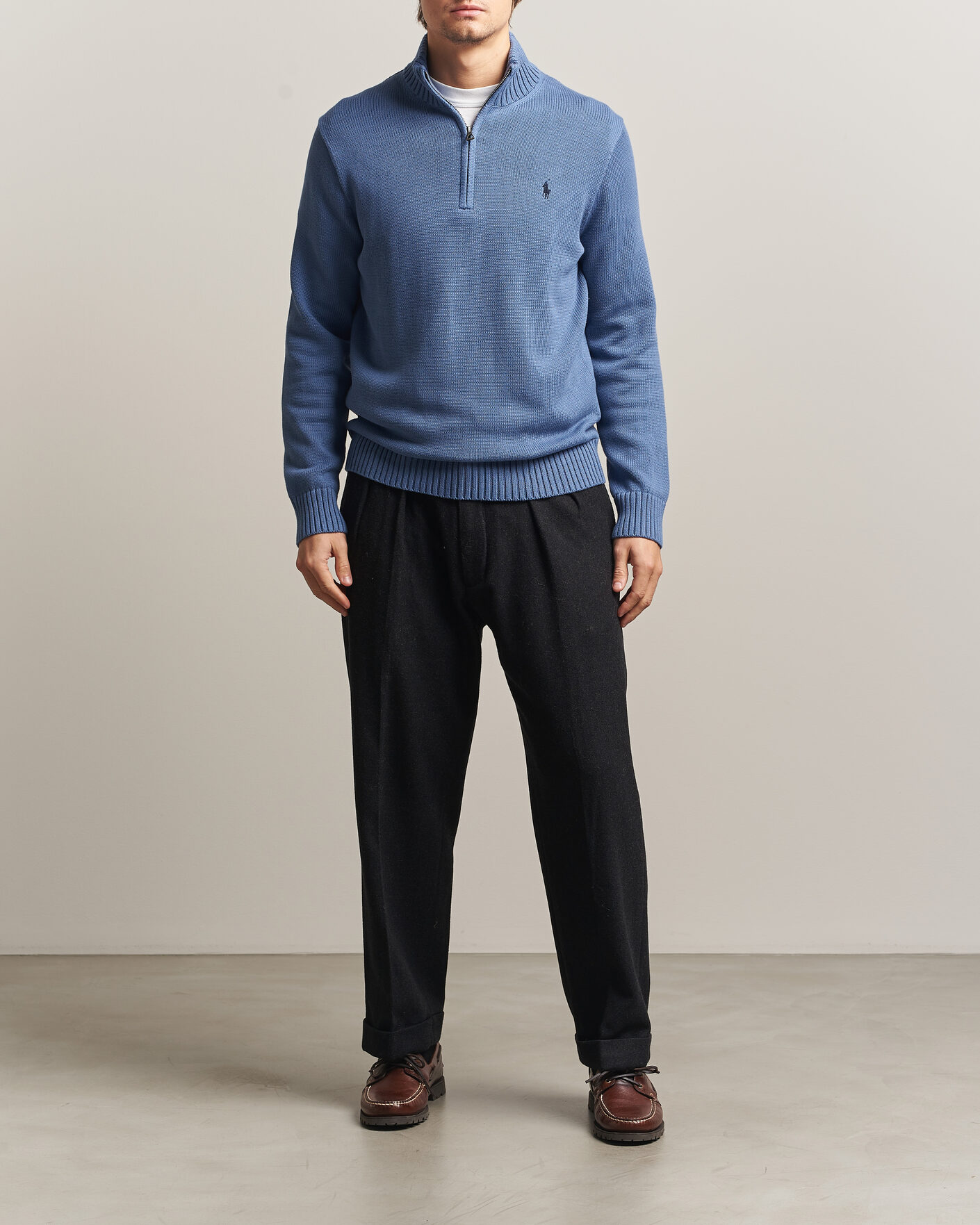 Herre | Trøjer | Polo Ralph Lauren | Cotton Half Zip Carson Blue