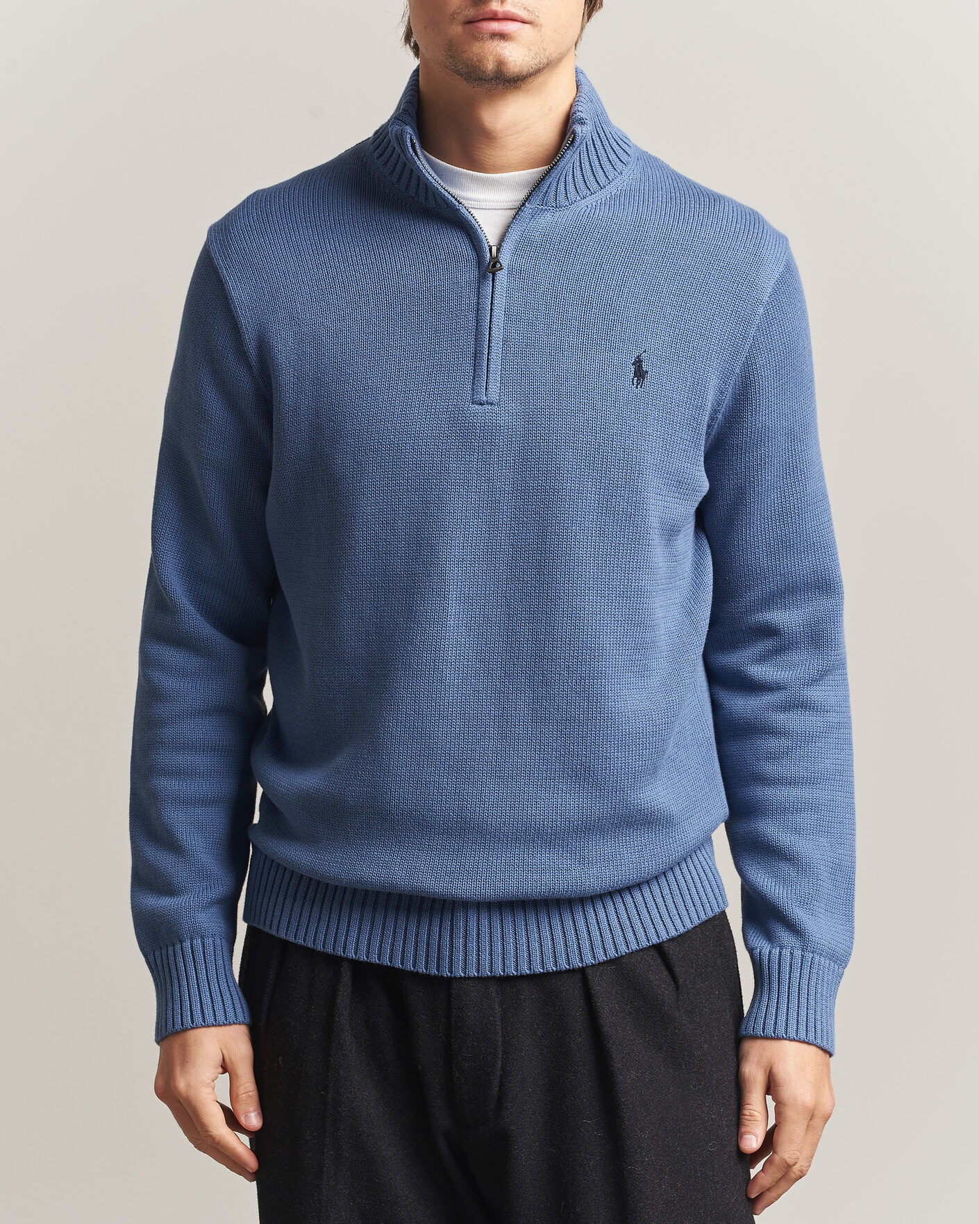 Herre | Trøjer | Polo Ralph Lauren | Cotton Half Zip Carson Blue