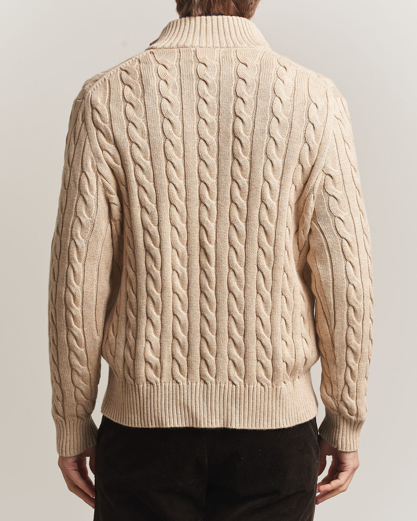 Herre | Trøjer | Polo Ralph Lauren | Cotton Cable Half Zip Brown Heather