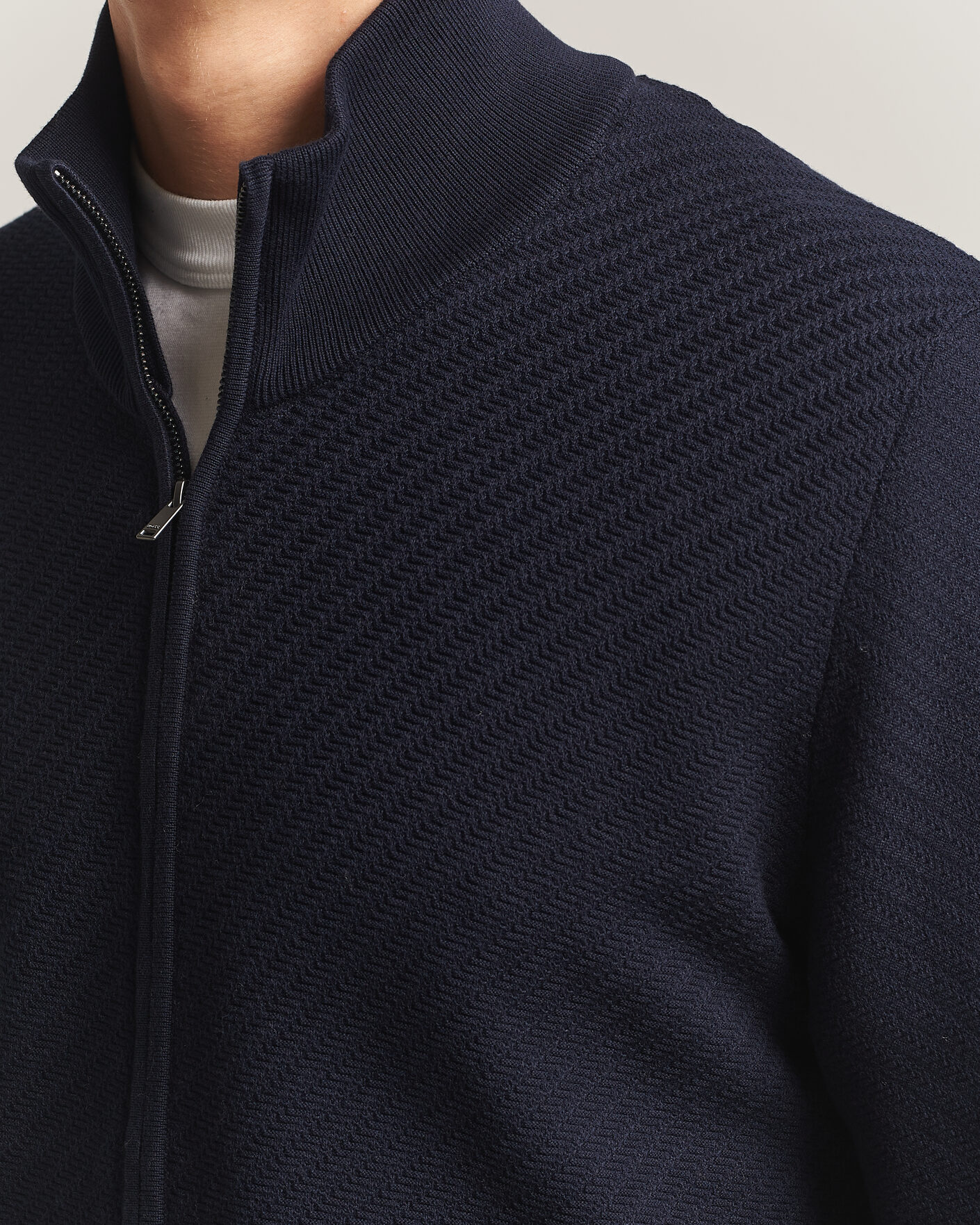 Herre | Trøjer | BOSS BLACK | Loretti Cotton Knitted Full Zip Dark Blue