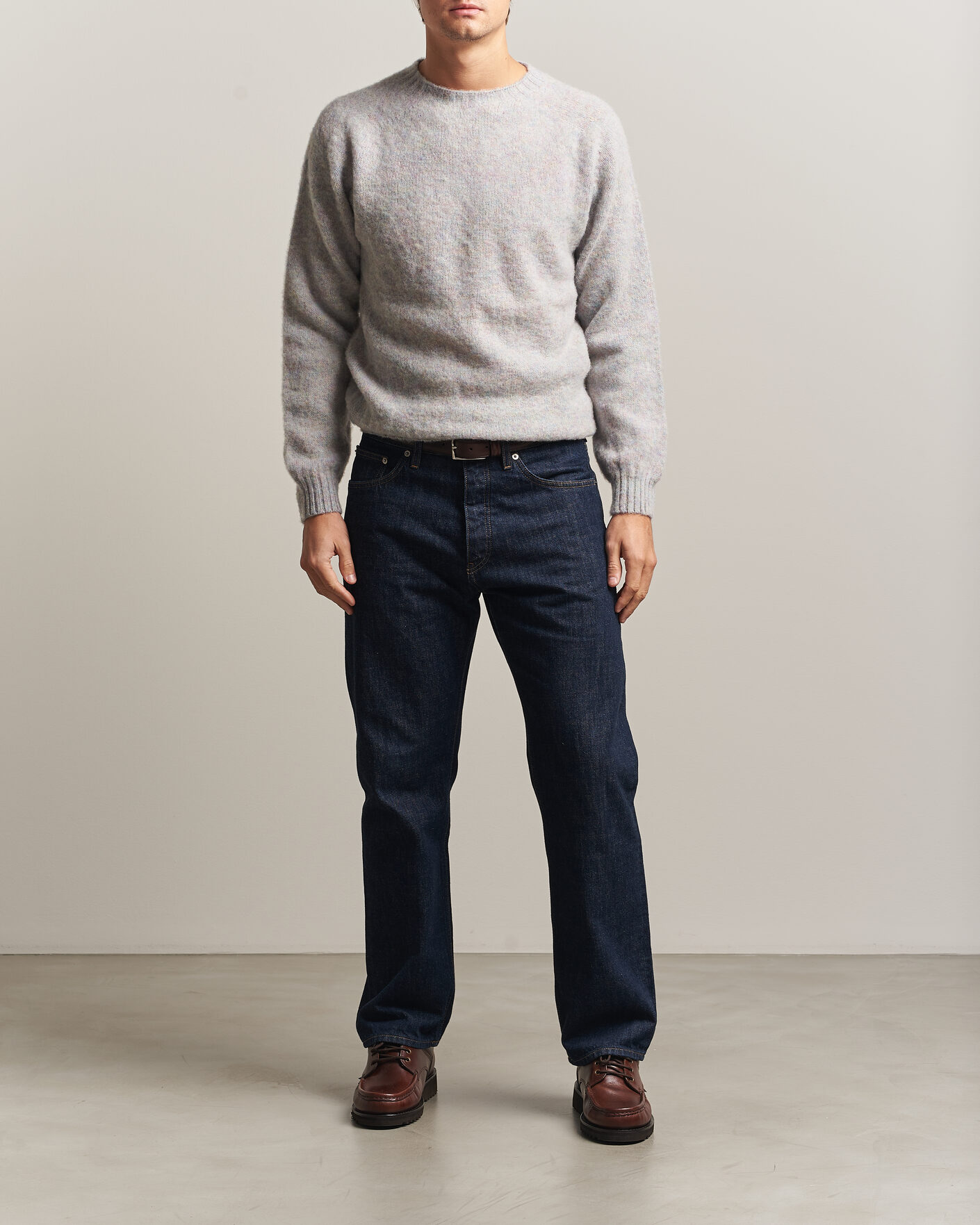 Herre | Trøjer | Harley Of Scotland | Brushed Supersoft Lambswool Crewneck Aurora