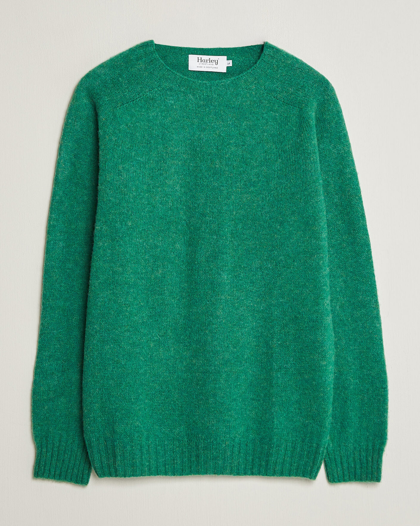 Herre | Trøjer | Harley Of Scotland | Brushed Supersoft Lambswool Crewneck Evergreen