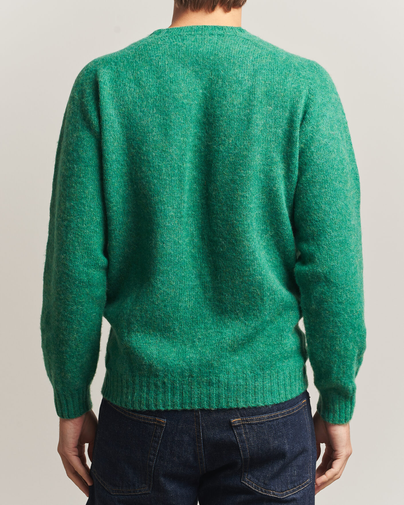 Herre | Trøjer | Harley Of Scotland | Brushed Supersoft Lambswool Crewneck Evergreen