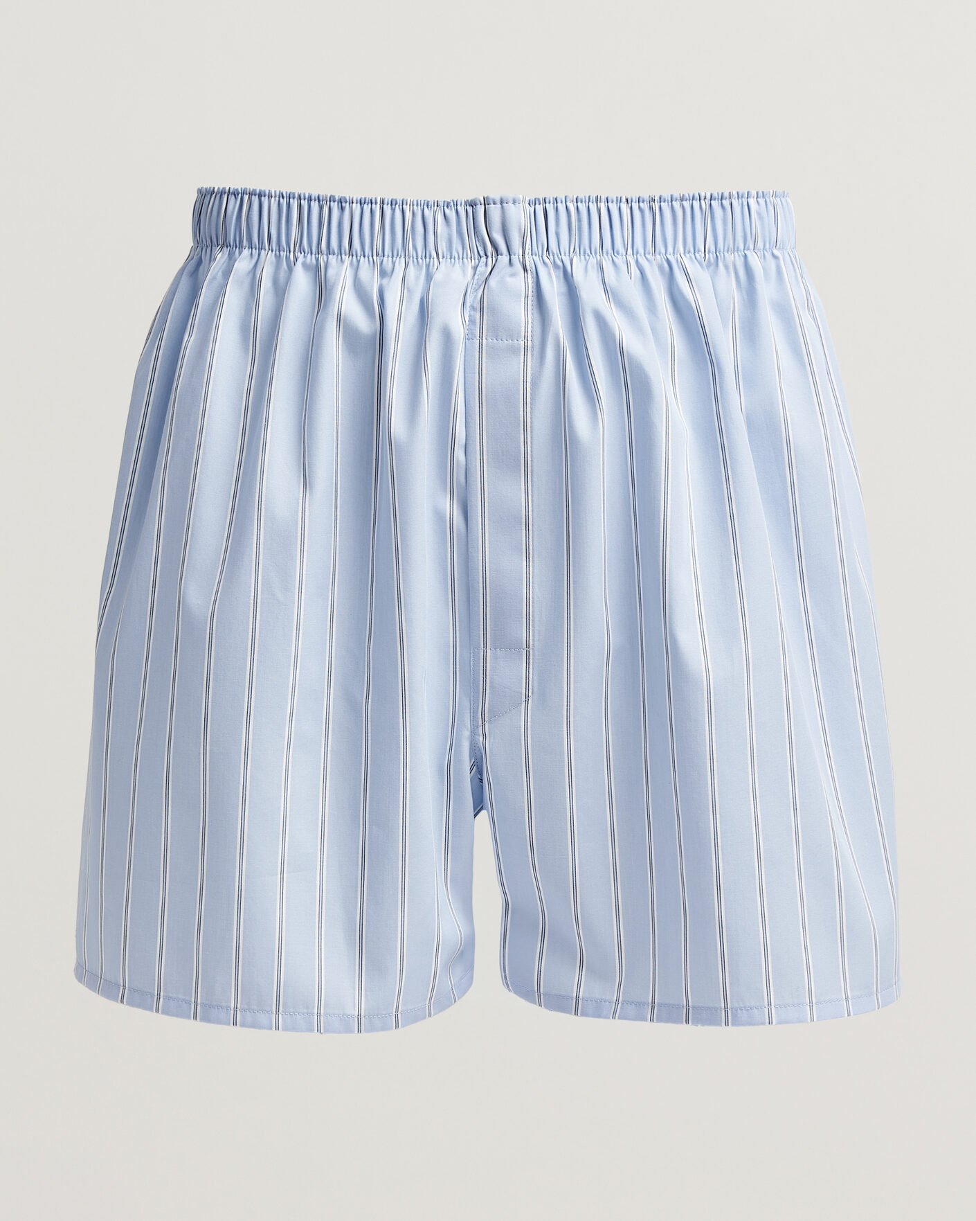 Herre | Undertøj | Sunspel | Classic Woven Cotton Boxer Shorts Blue Wide Stripe