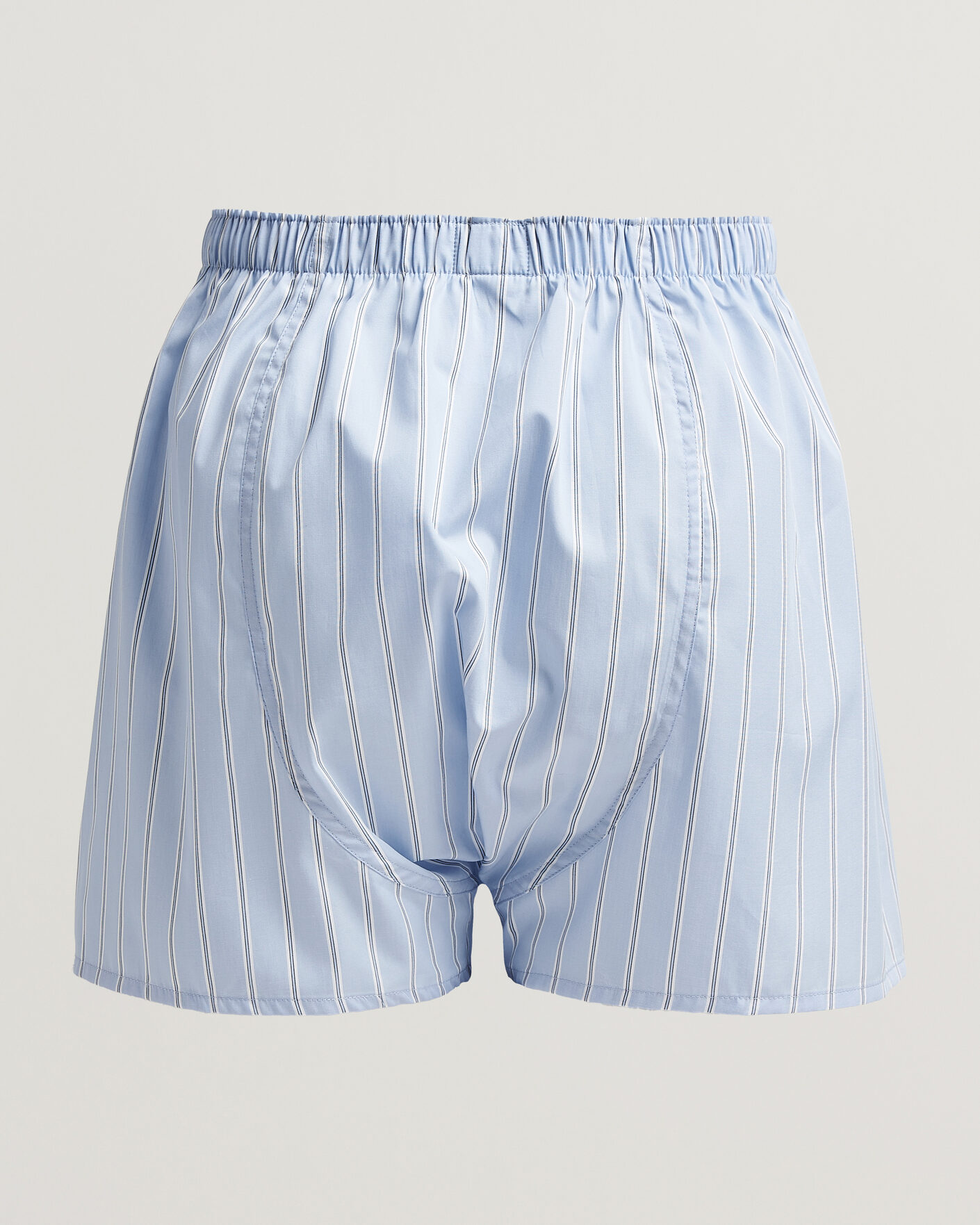 Herre | Undertøj | Sunspel | Classic Woven Cotton Boxer Shorts Blue Wide Stripe