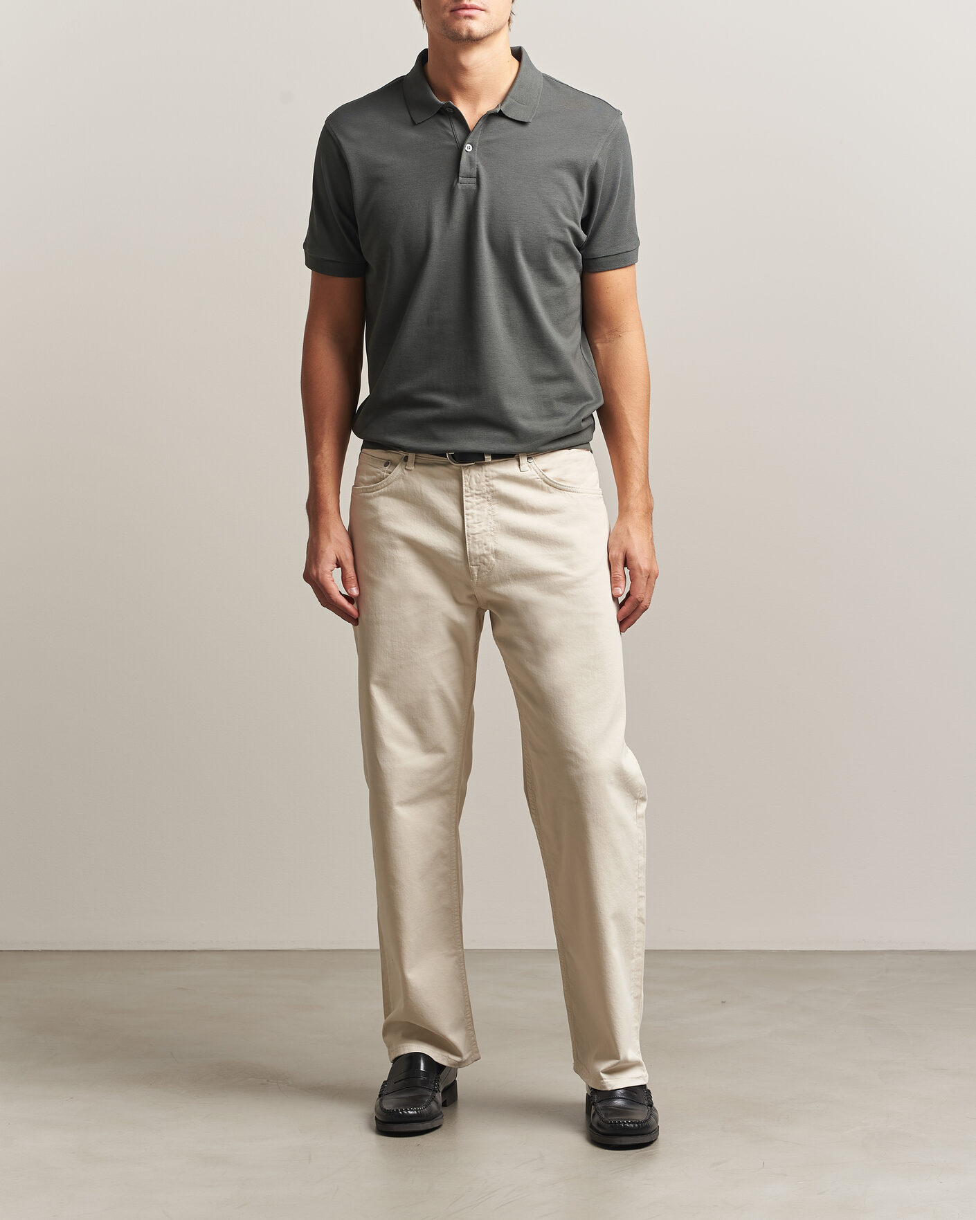 Herre | Polotrøjer | Sunspel | Short Sleeve Pique Polo Slate Green