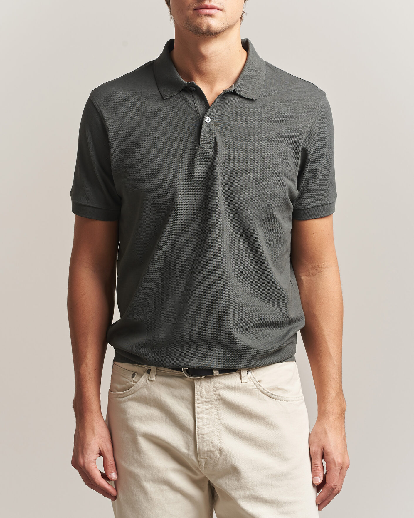 Herre | Polotrøjer | Sunspel | Short Sleeve Pique Polo Slate Green