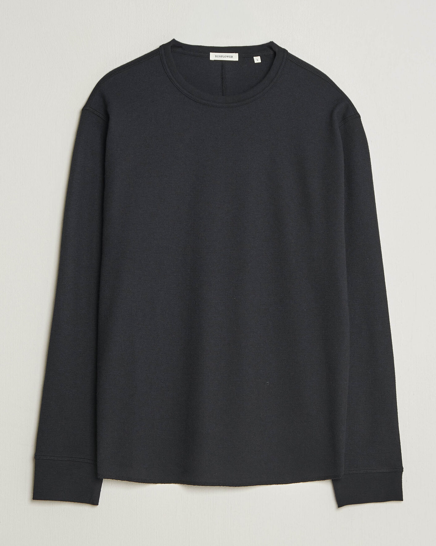 Herre | T-Shirts | Sunflower | Wool Waffle Long Sleeve T-Shirt Black