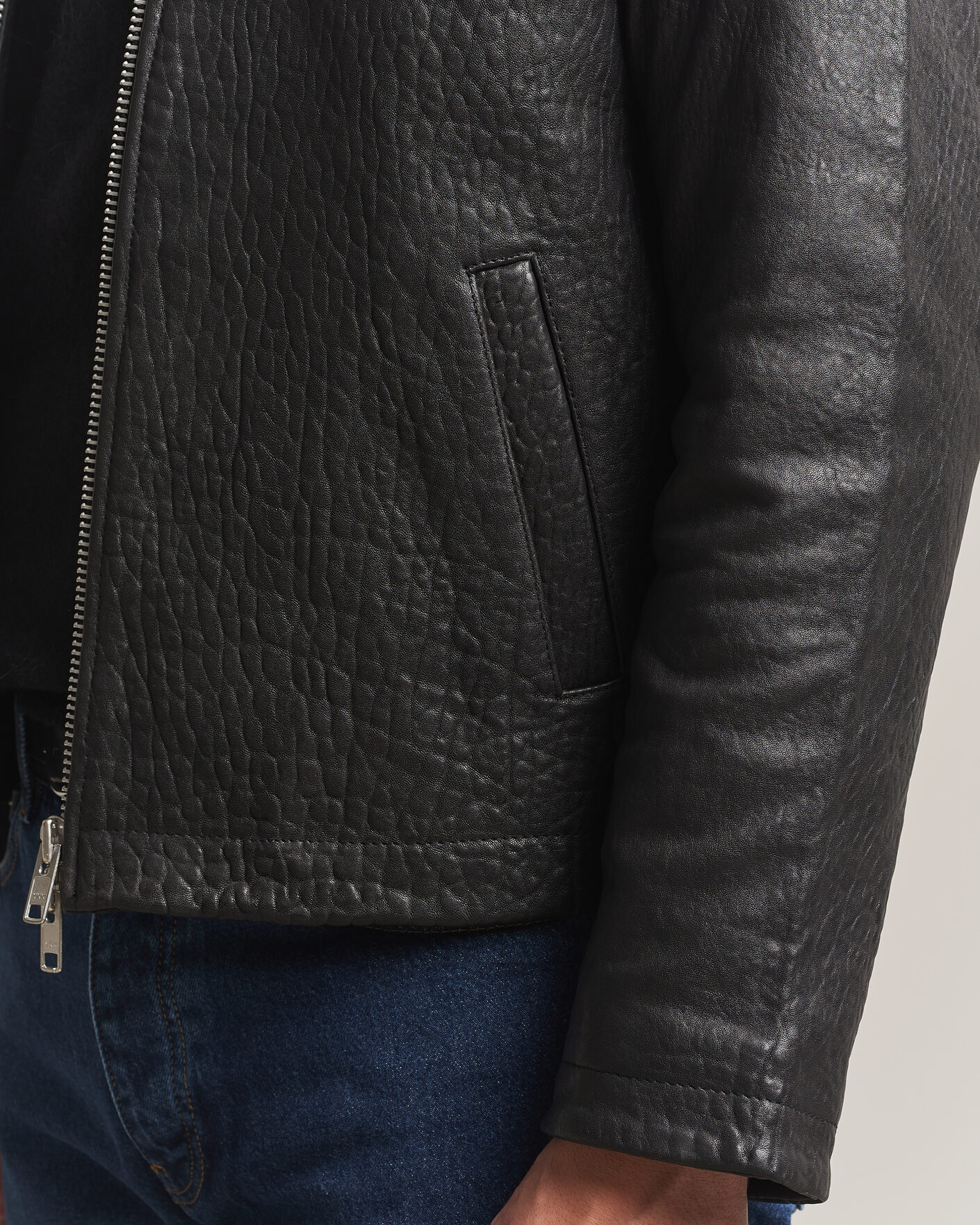 Herre | Jakker | Sunflower | Short Leather Jacket Black