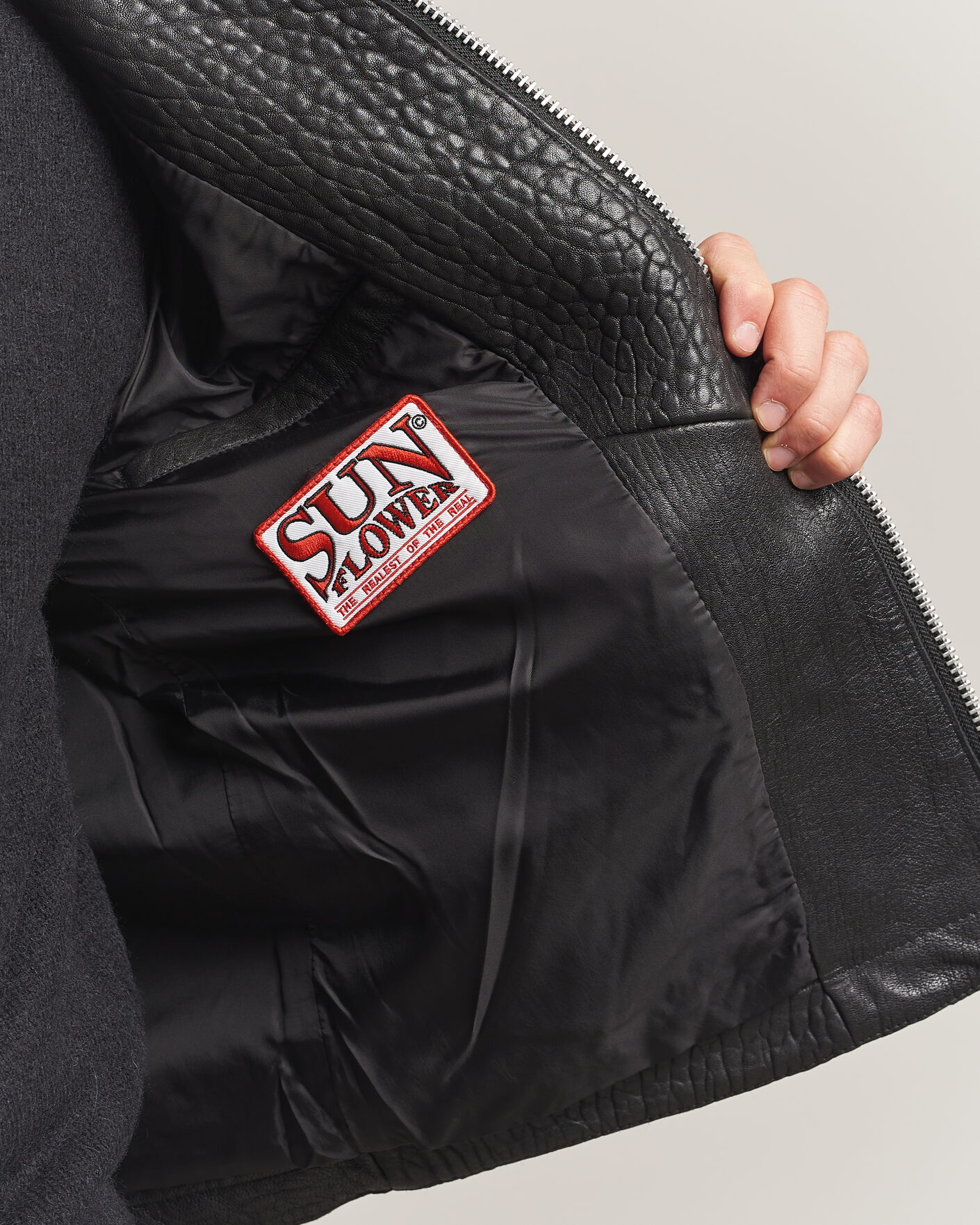 Herre | Jakker | Sunflower | Short Leather Jacket Black