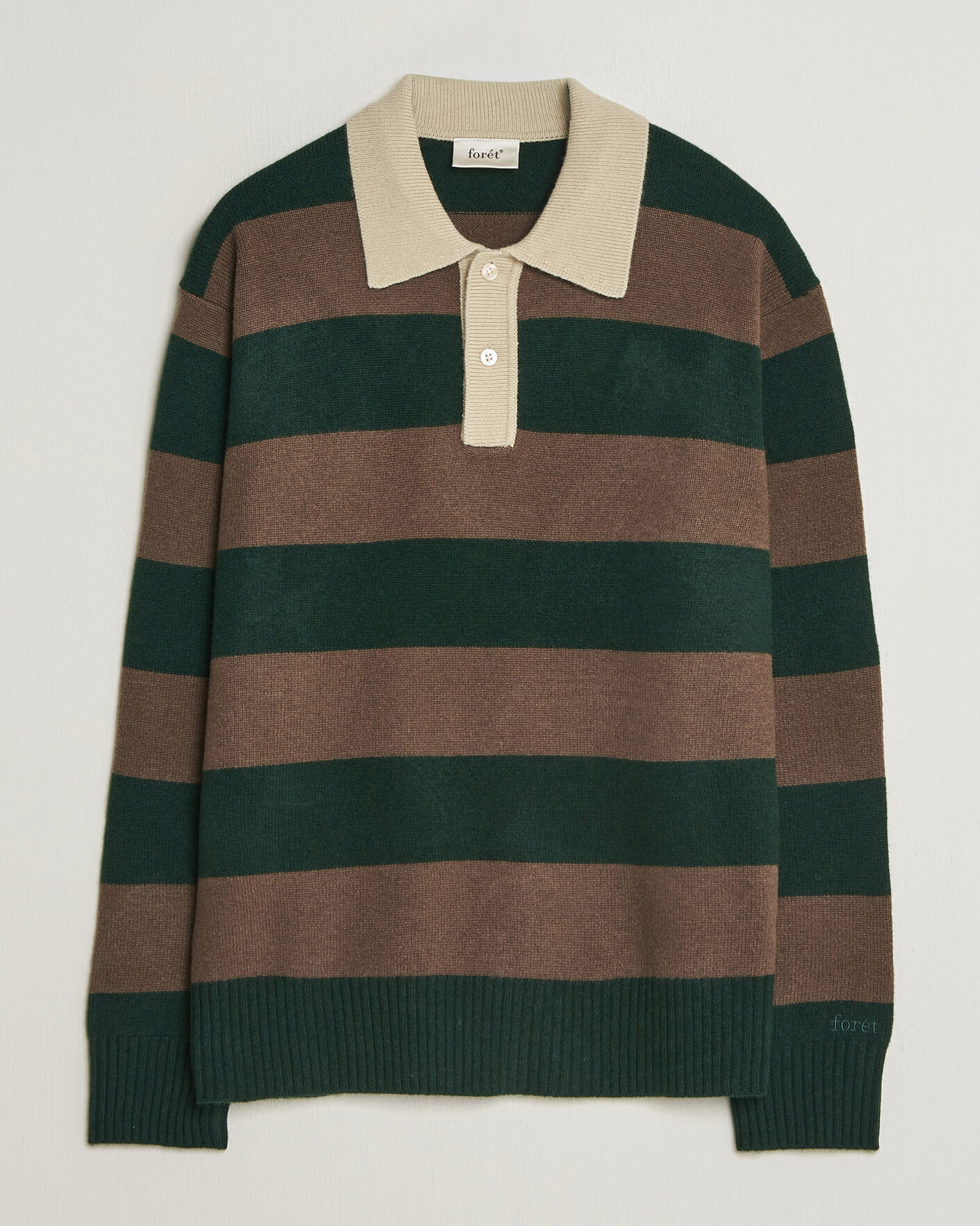 Herre | Trøjer | Forét | Frost Stripe Knit Polo Deep Green