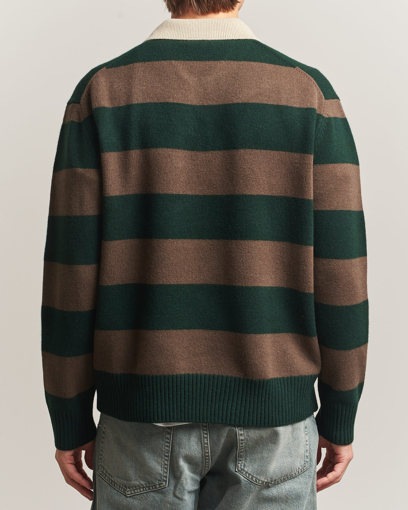 Herre | Trøjer | Forét | Frost Stripe Knit Polo Deep Green