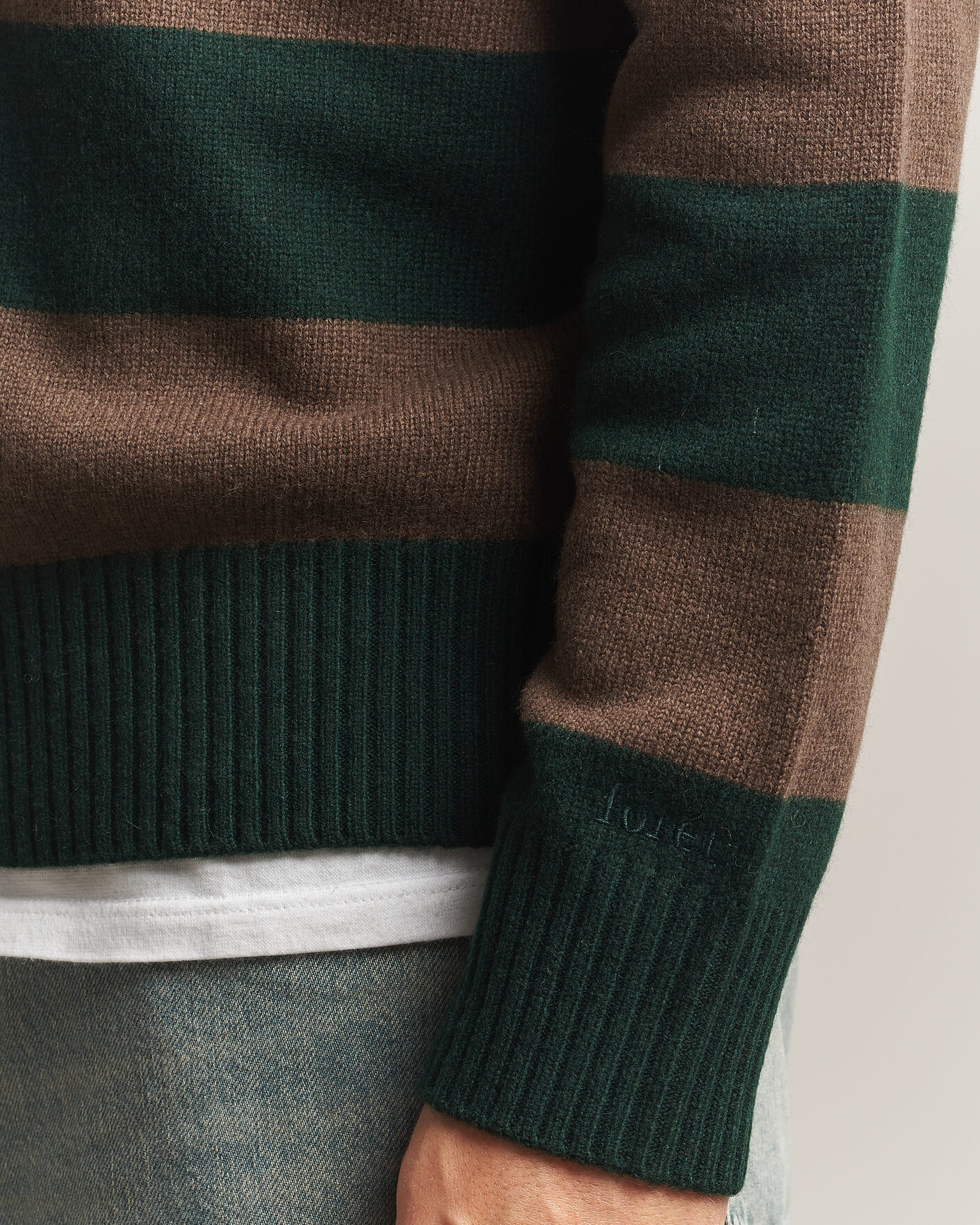 Herre | Trøjer | Forét | Frost Stripe Knit Polo Deep Green