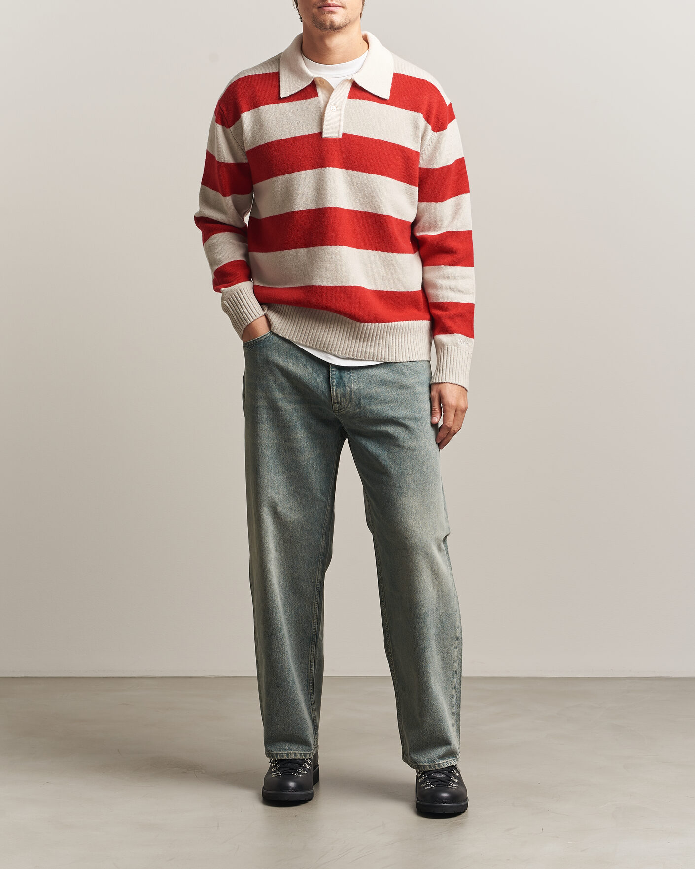 Herre | Trøjer | Forét | Frost Stripe Knit Polo Red
