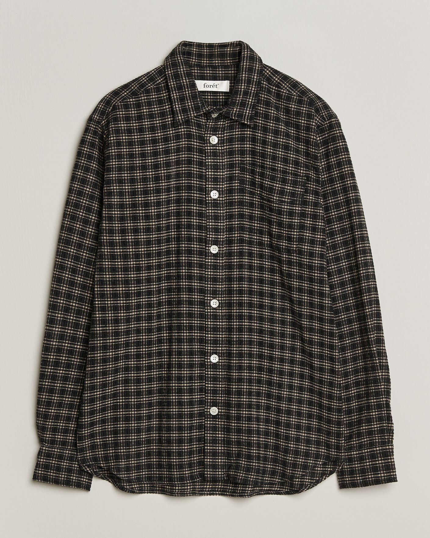 Herre | Skjorter | Forét | Form Regular Fit Italian Check Shirt Black