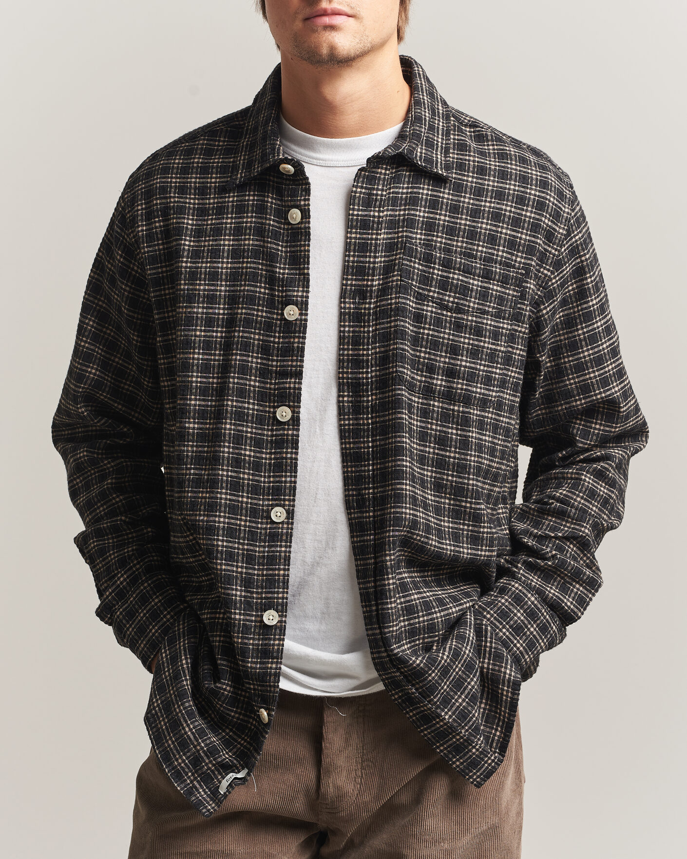 Herre | Skjorter | Forét | Form Regular Fit Italian Check Shirt Black