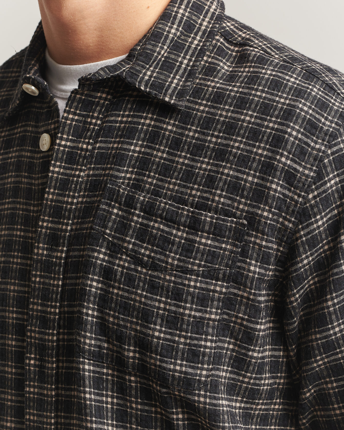 Herre | Skjorter | Forét | Form Regular Fit Italian Check Shirt Black