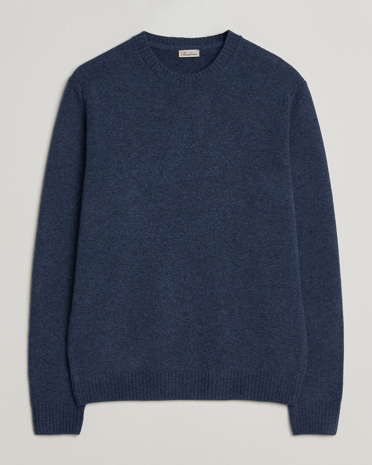 Herre | Trøjer | Stenströms | Knitted Lambswool Crew Neck Indigo Melange
