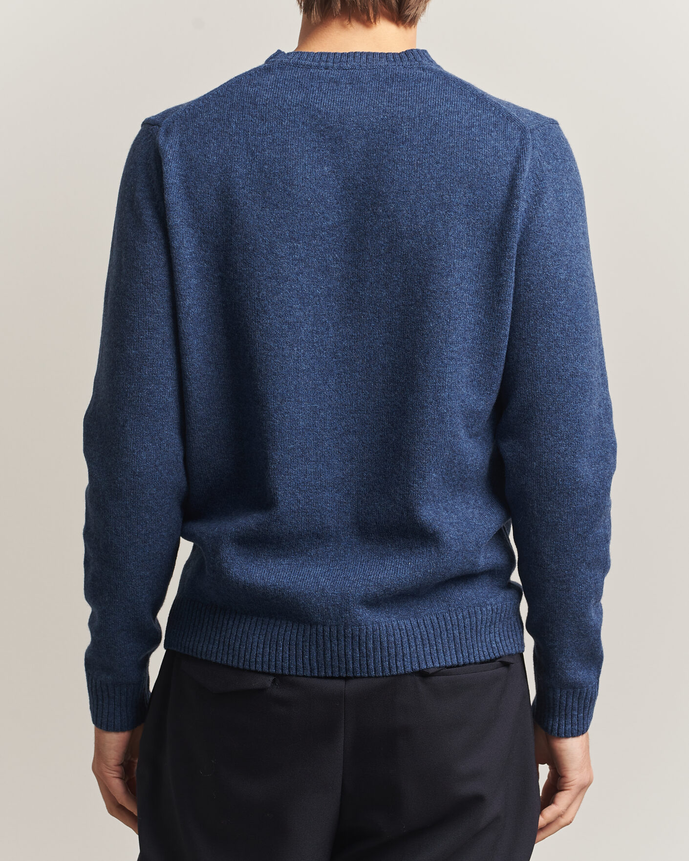Herre | Trøjer | Stenströms | Knitted Lambswool Crew Neck Indigo Melange