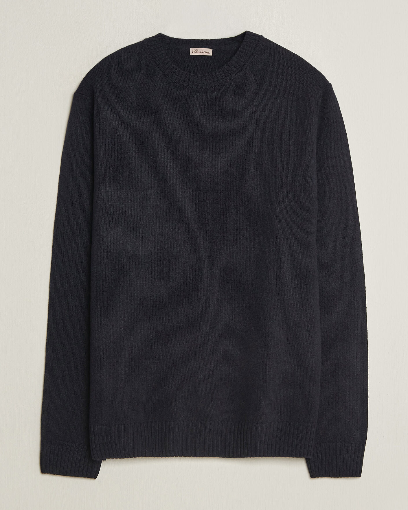 Herre | Trøjer | Stenströms | Knitted Lambswool Crew Neck Dark Navy