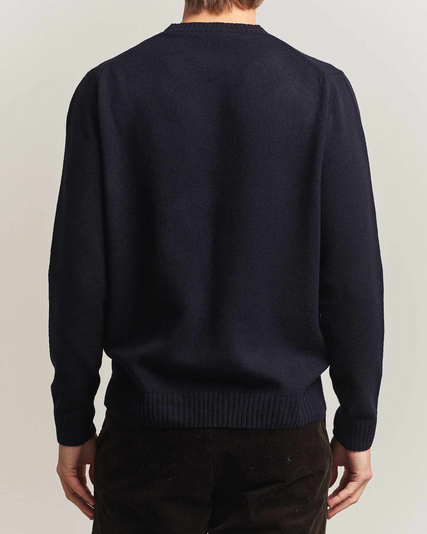 Herre | Trøjer | Stenströms | Knitted Lambswool Crew Neck Dark Navy