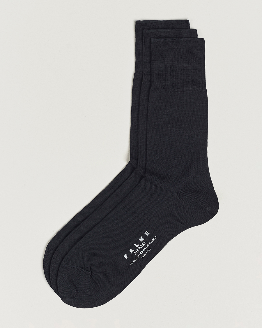 Herre | Almindelige sokker | Falke | 3-Pack Airport Socks Dark Navy