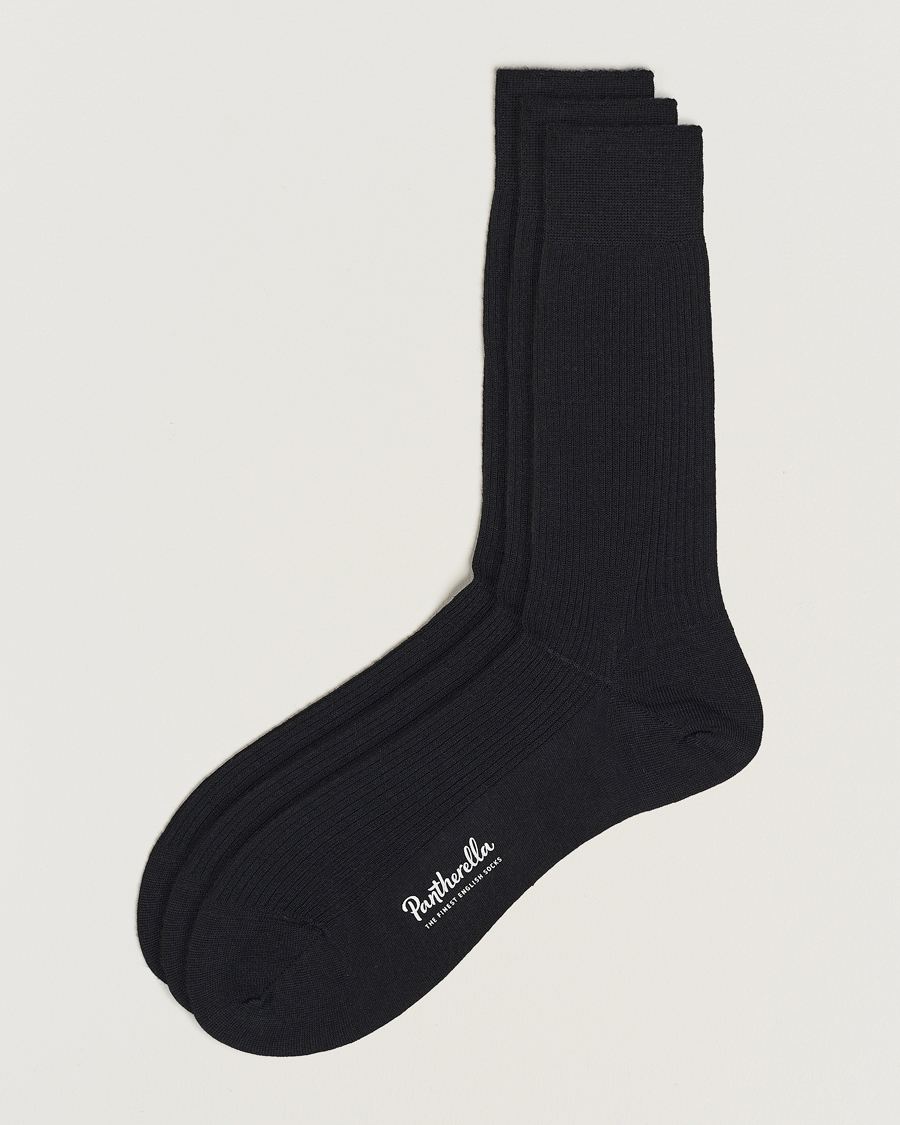 Herre |  | Pantherella | 3-Pack Naish Merino/Nylon Sock Black