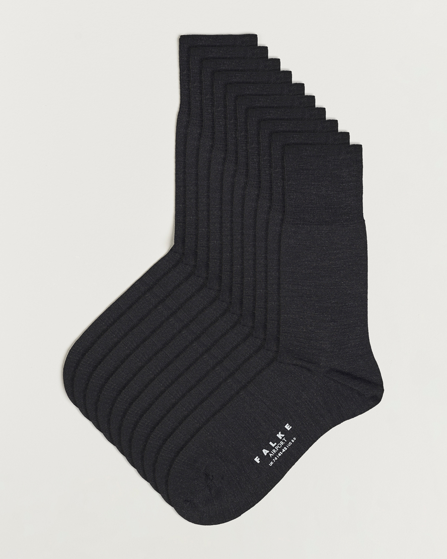 Herre | Undertøj | Falke | 10-Pack Airport Socks Anthracite Melange