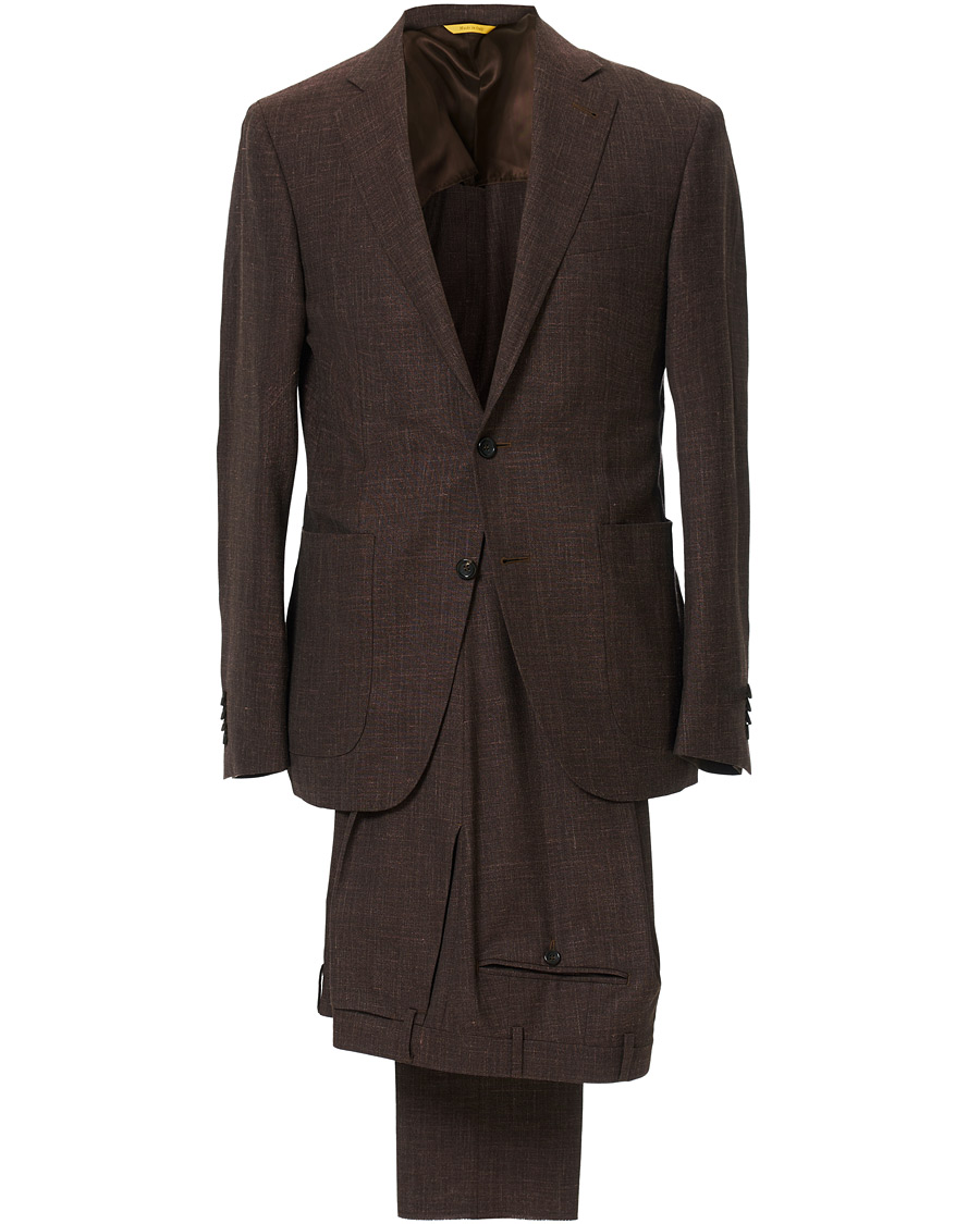 Herre | Jakkesæt | Canali | Wool/Linen Patch Pocket Suit Dark Brown