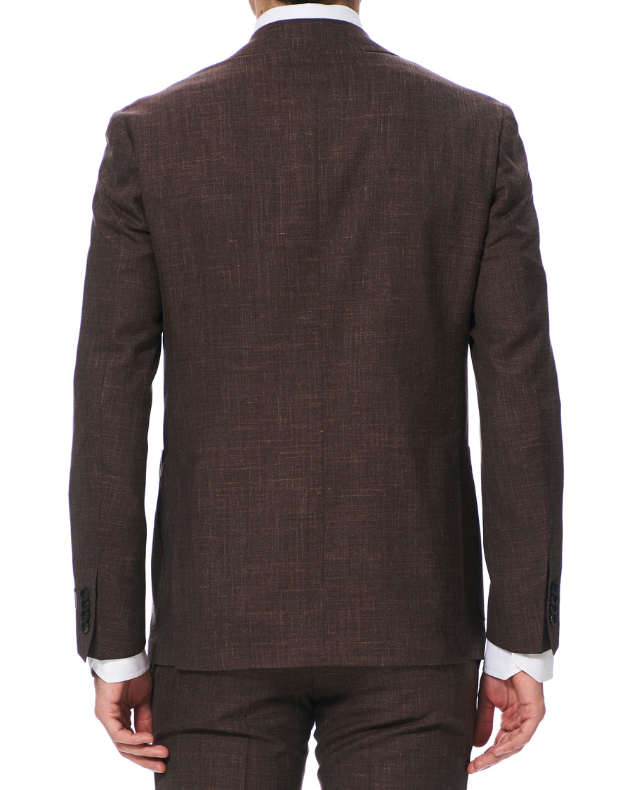 Herre | Jakkesæt | Canali | Wool/Linen Patch Pocket Suit Dark Brown