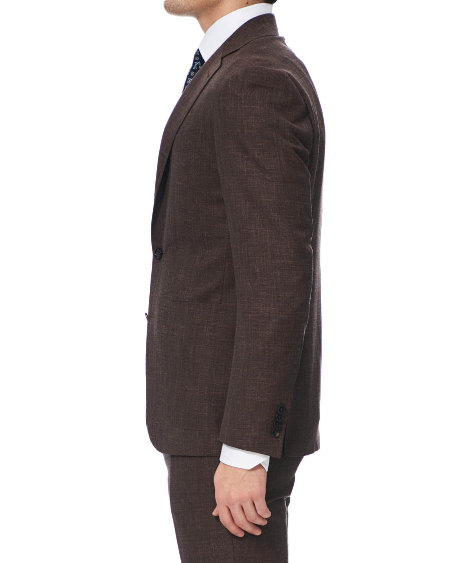 Herre | Jakkesæt | Canali | Wool/Linen Patch Pocket Suit Dark Brown