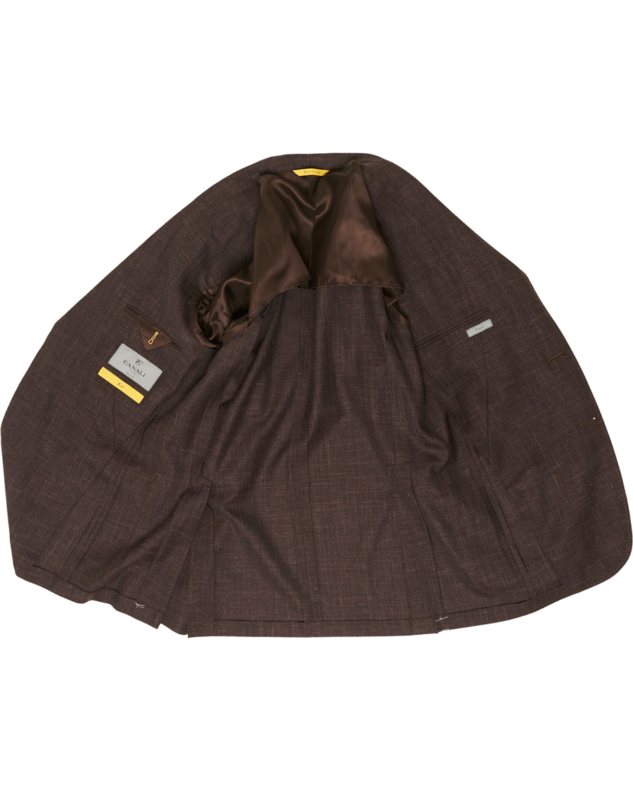 Herre | Jakkesæt | Canali | Wool/Linen Patch Pocket Suit Dark Brown