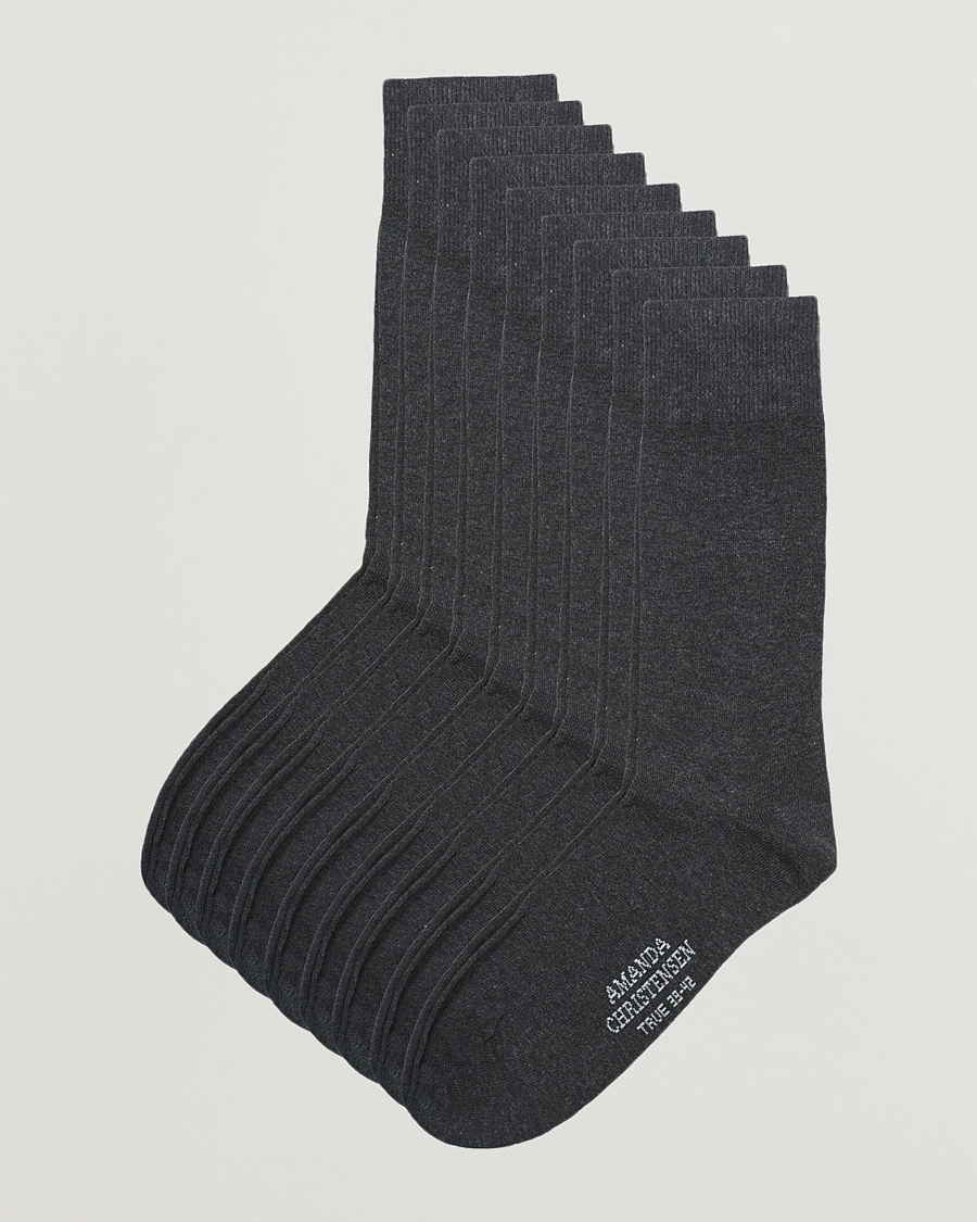 Herre | Undertøj | Amanda Christensen | 9-Pack True Cotton Socks Antrachite Melange